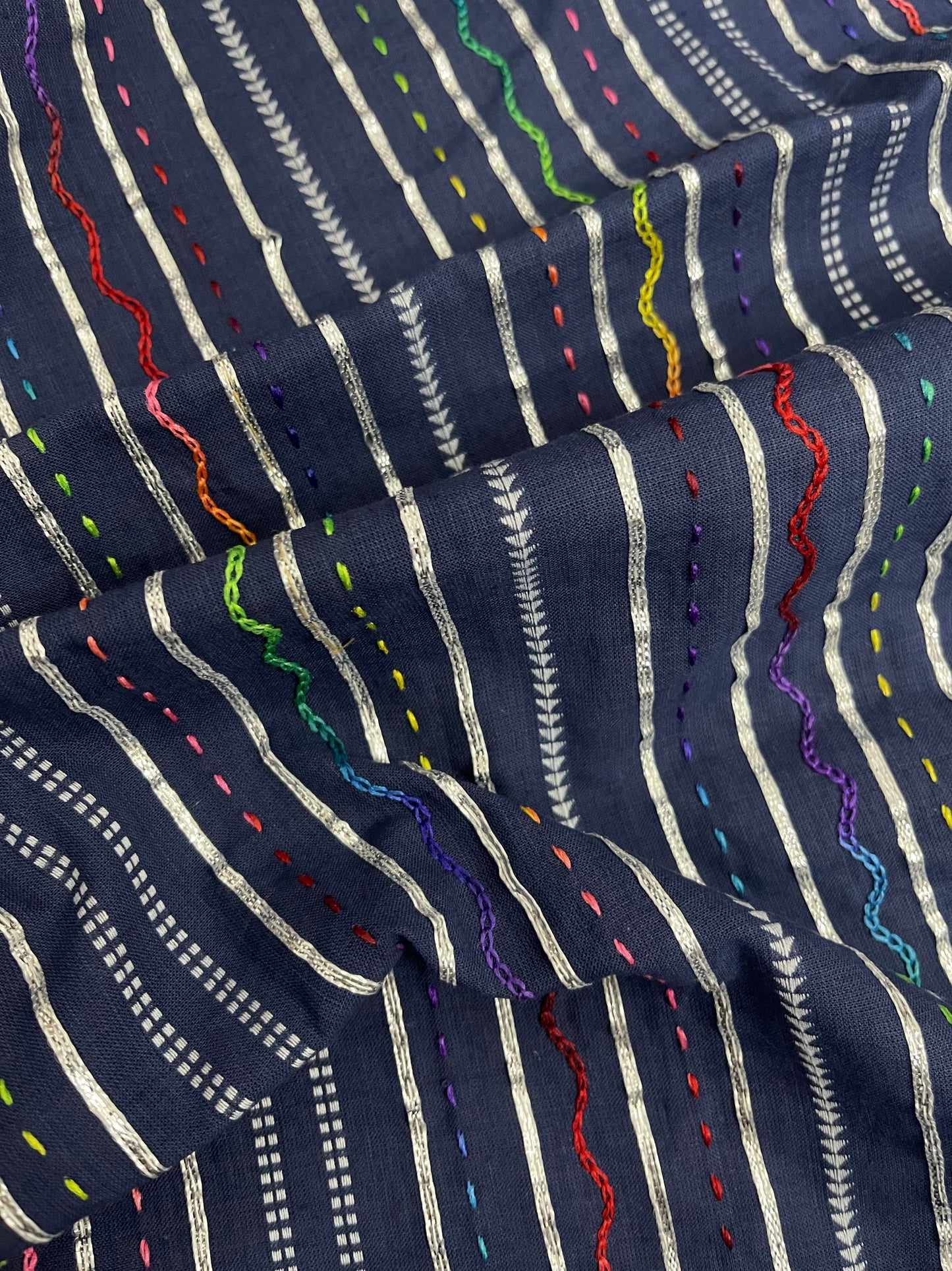 Blue embroidered Fabric, Thread embroidery, Couture fashion, Luxury fabric, Embroidery art, Handmade, Fashion fabric, Indian fabric - NFAF106