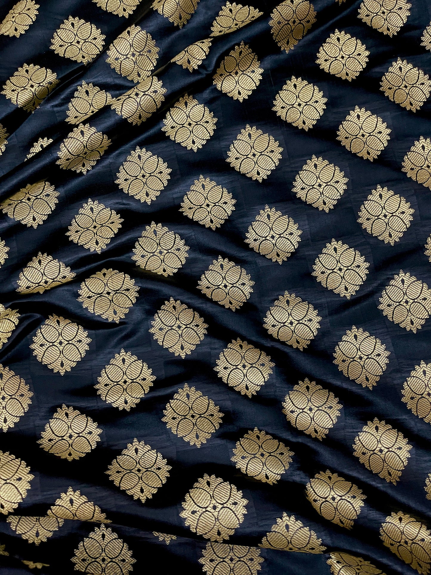 Brocade fabric Black Gold Jacquard Damask Indian Fabric Wedding Bridal Satin Silk Dress Brocade Fabric Indian Lehenga Fabric by the yard