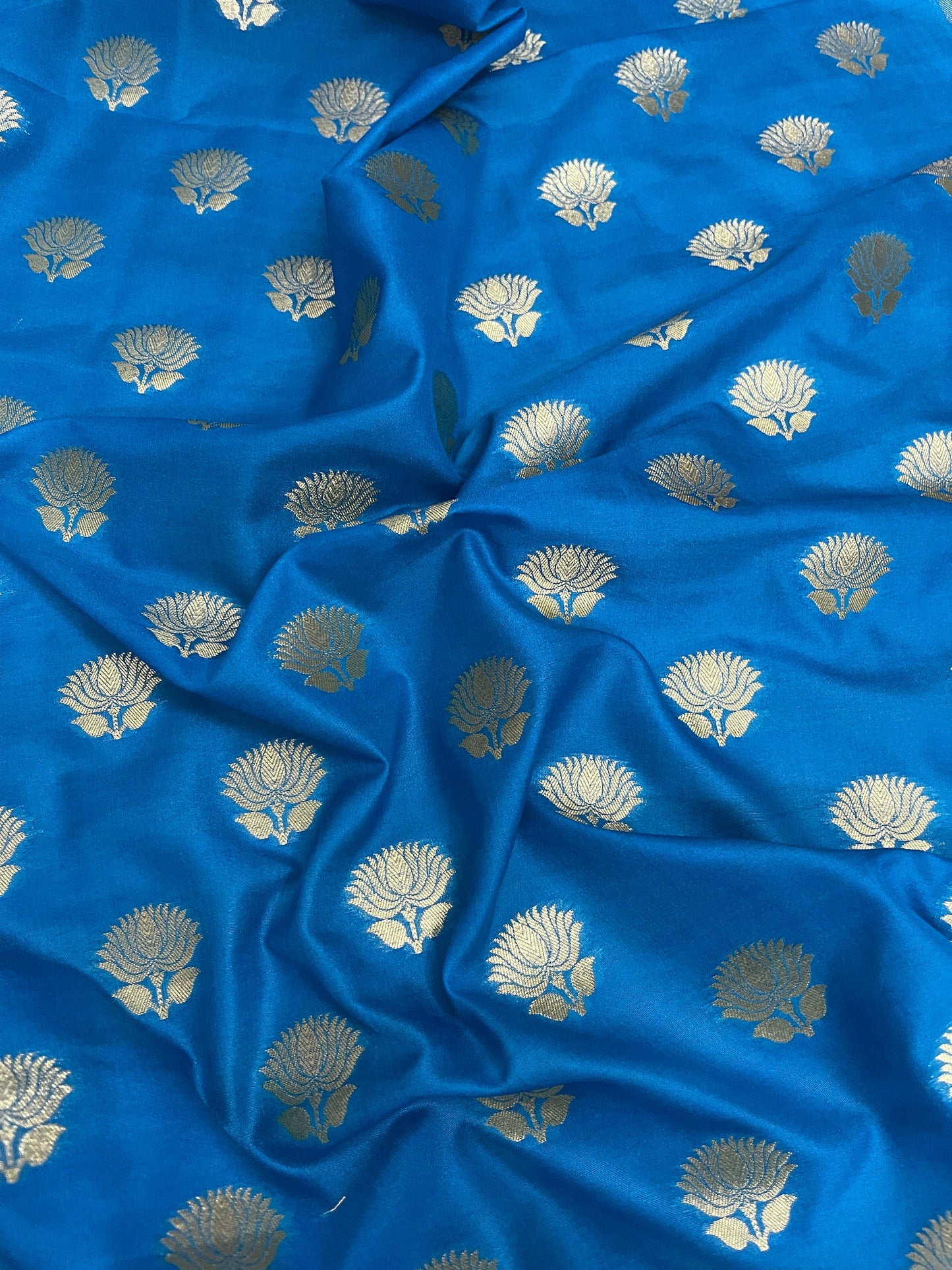 Brocade fabric Jacquard damask fabric Blue Gold Brocade wedding fabric bridal Banarasi brocade Home Decor Upholstry fabric by the yard