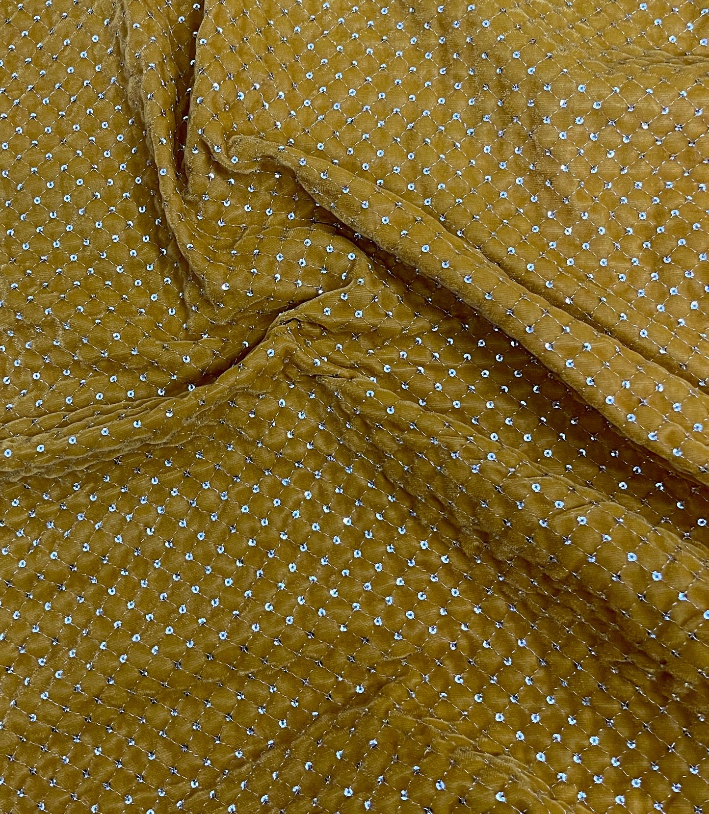 Embroidered velvet fabric, Mustard gold stretch fabric, Haute couture, Embroidery design, Luxury fabric, Bridesmaid dress - VLTF21