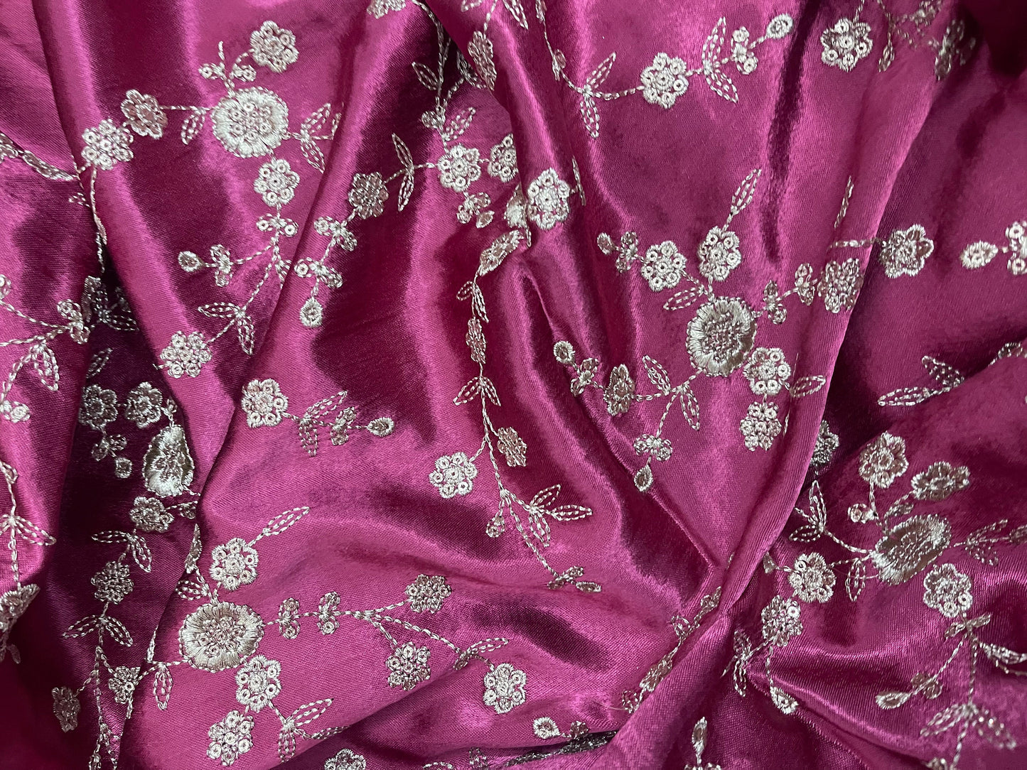 Wine Embroidered fabric, Embroidery art, Thread embroidery, Indian fabric, Gold flower, Haute couture, Wedding dress, Bridesmaid dress - NFAF467