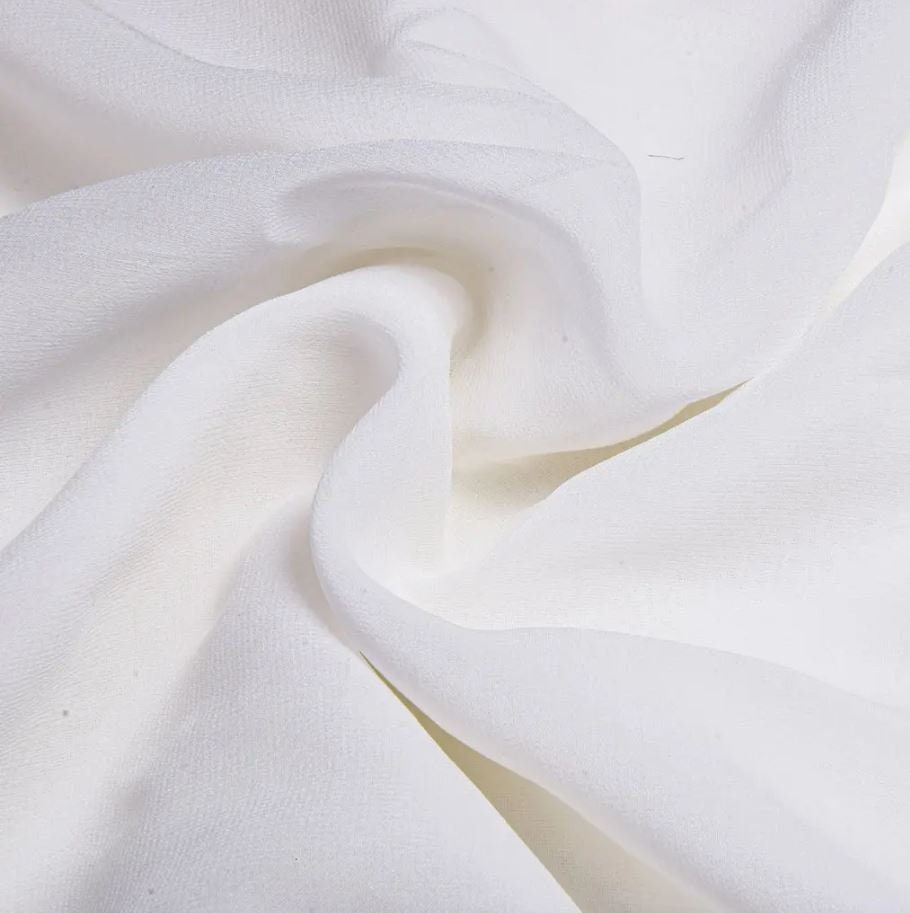 Off White viscose Georgette Dyeable Fabric, Dress Gown Saree Fabric, Multiple lengths will come in the continuous piece - NFAF557