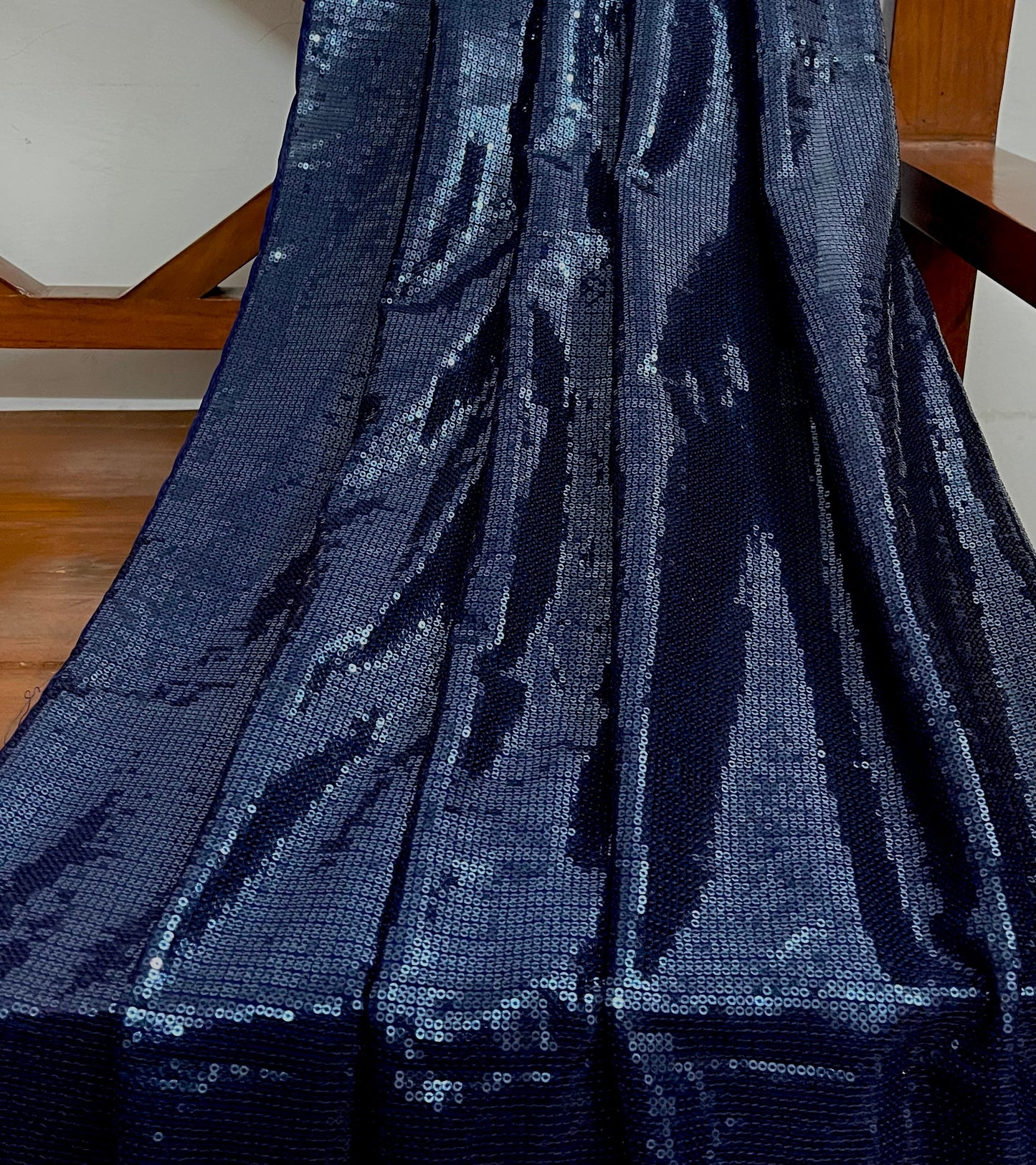 Blue embroidered fabric, Sequin Georgette Fabric, Evening dress, Bridesmaid dress, Wedding inspiration, Fabric store, Handmade SQAF08