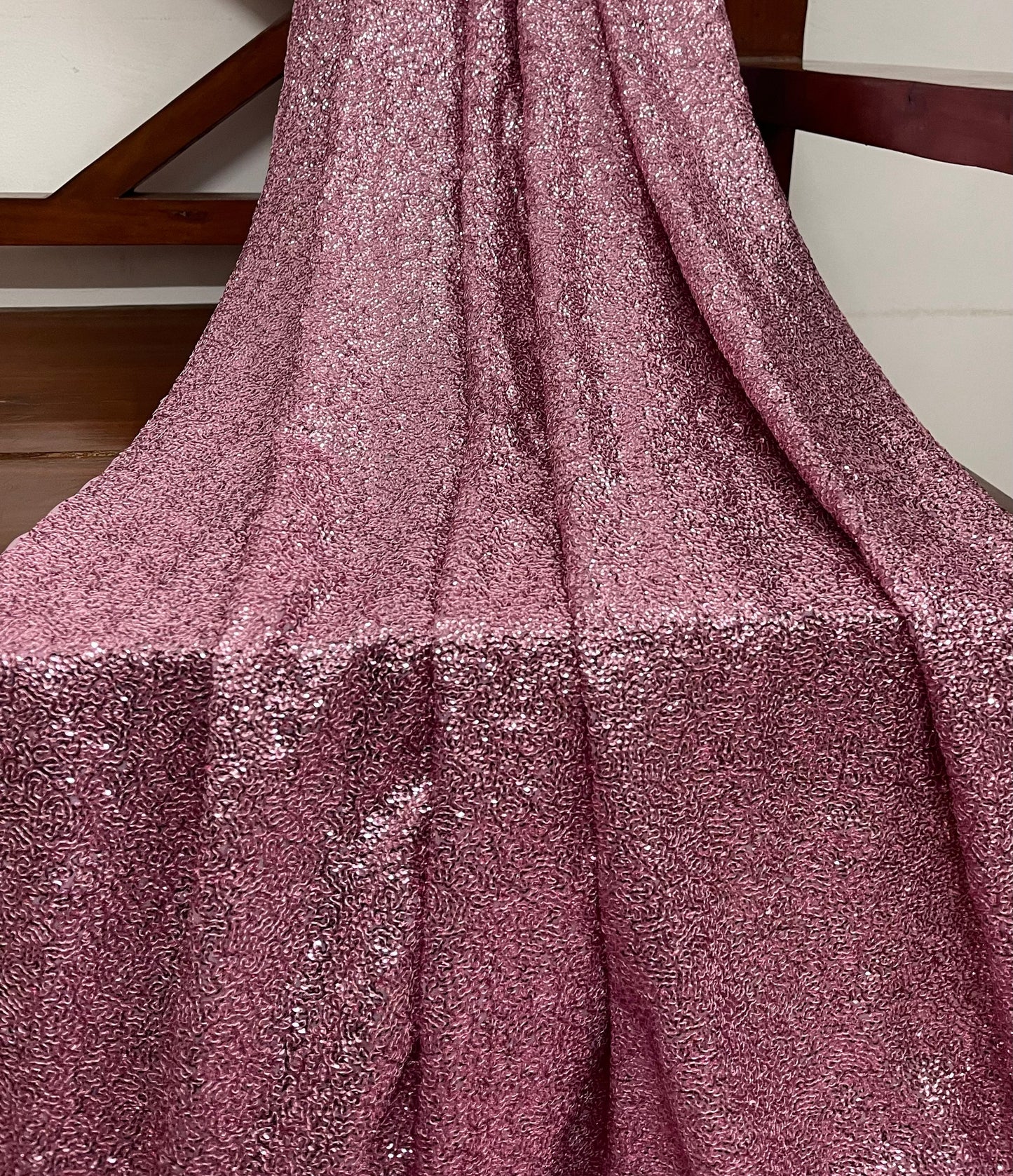 Blush pink embroidered fabric, Georgette sequin fabric, Haute couture, Couture fashion, Fabric store, Royal fabric, Wedding dress, Bridesmaid dress - SQAF15