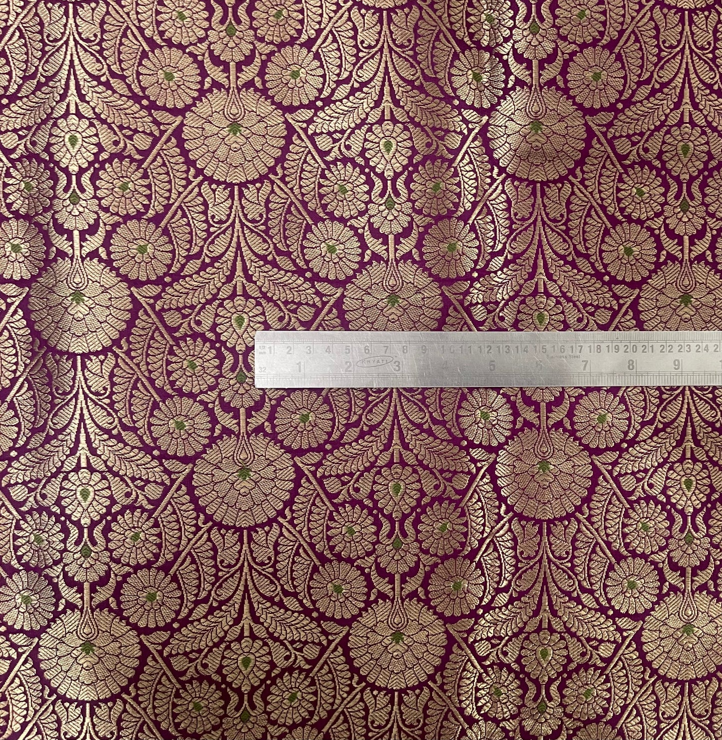 Brocade Fabric Purple Gold Bridal fabric Dressmaking Supplies Festival wear Silk fabric by the yard Gold Embossed brocade fabric by the yard
