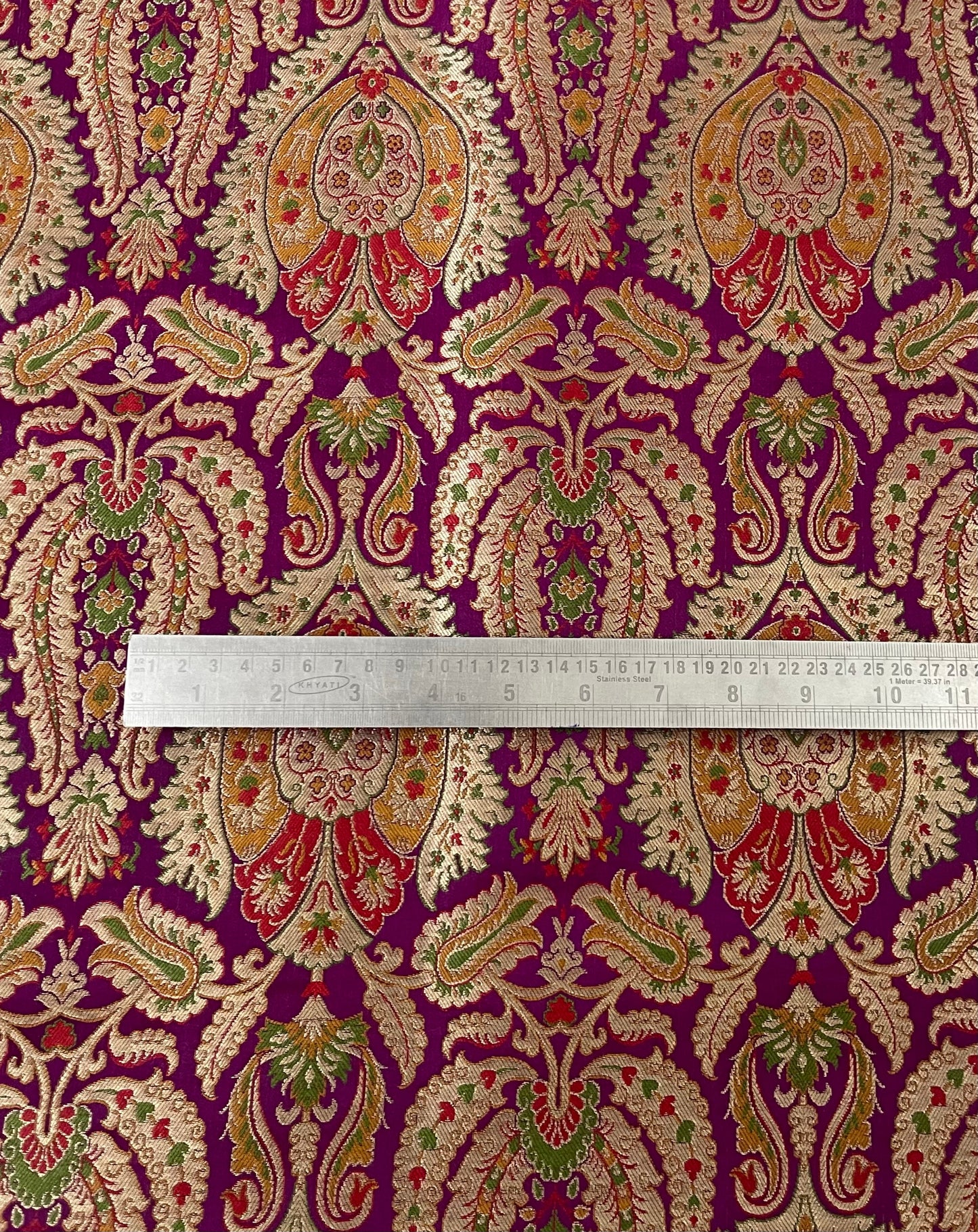 Brocade fabric Purple Gold brocade Jacquard Damask fabric Bridal Dress Fabric Theatre costume Indian Brocade Fabric by the yard