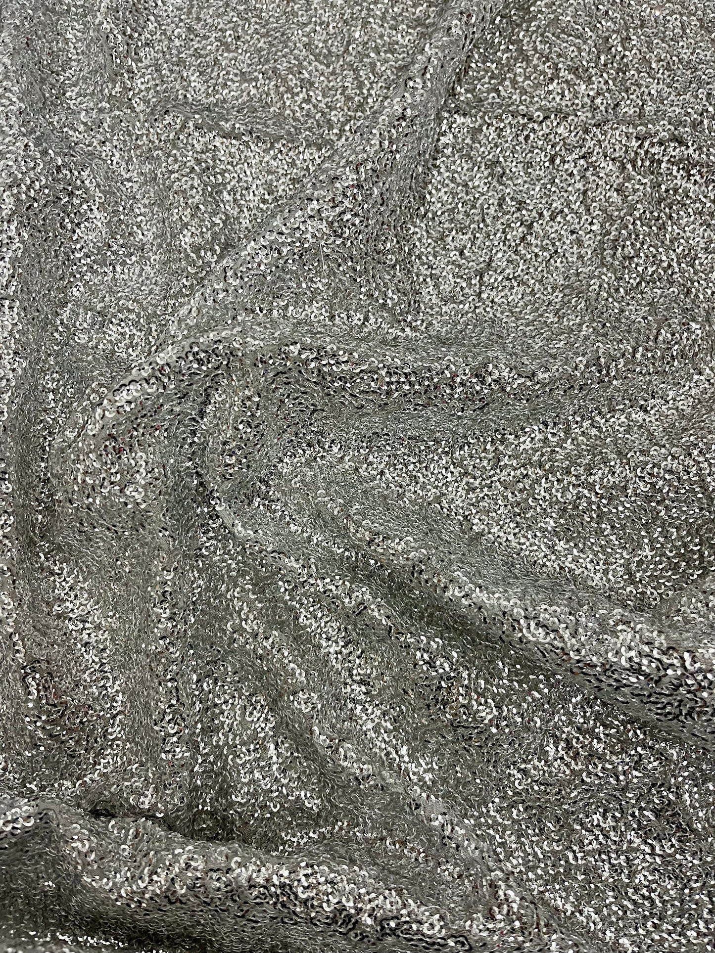 Embroidered georgette fabric, Silver sequin fabric, Wedding dress, Bridesmaid dress, Fabric store, Fashion fabric, Luxury fabric - SQAF801