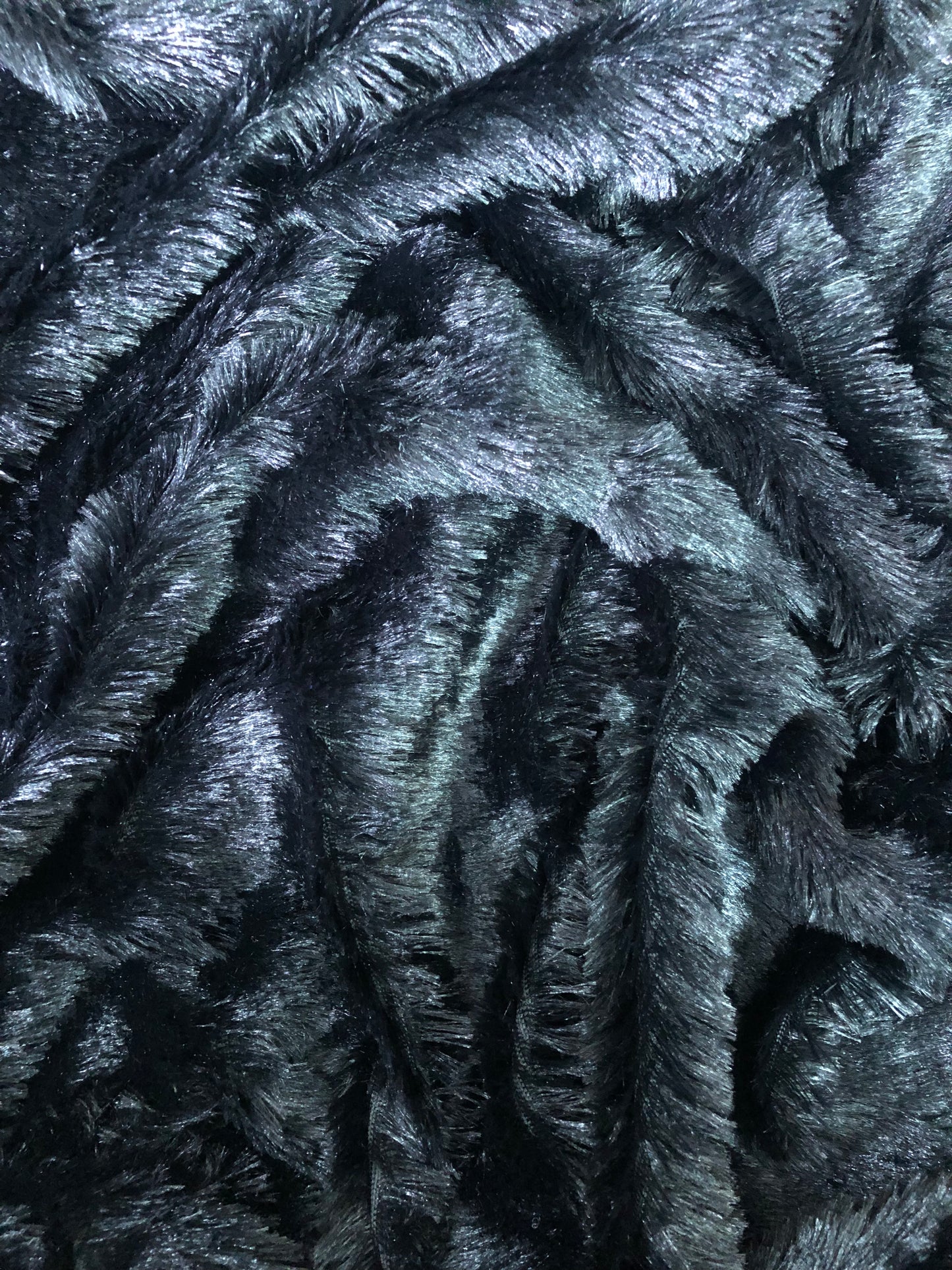 Solid Shaggy Faux Fur Fabric in black Color, Craft Sewing Cosplay Costume Decorations, Multiple lengths will come in the continuous piece.