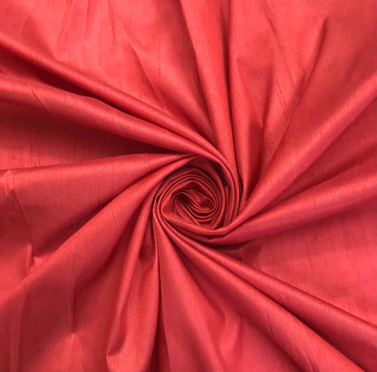 Red Poly Raw Silk Faux Dupion 100% Polyester Upholstery Fabric Bridal Craft Dress Quilting Material - TSF38