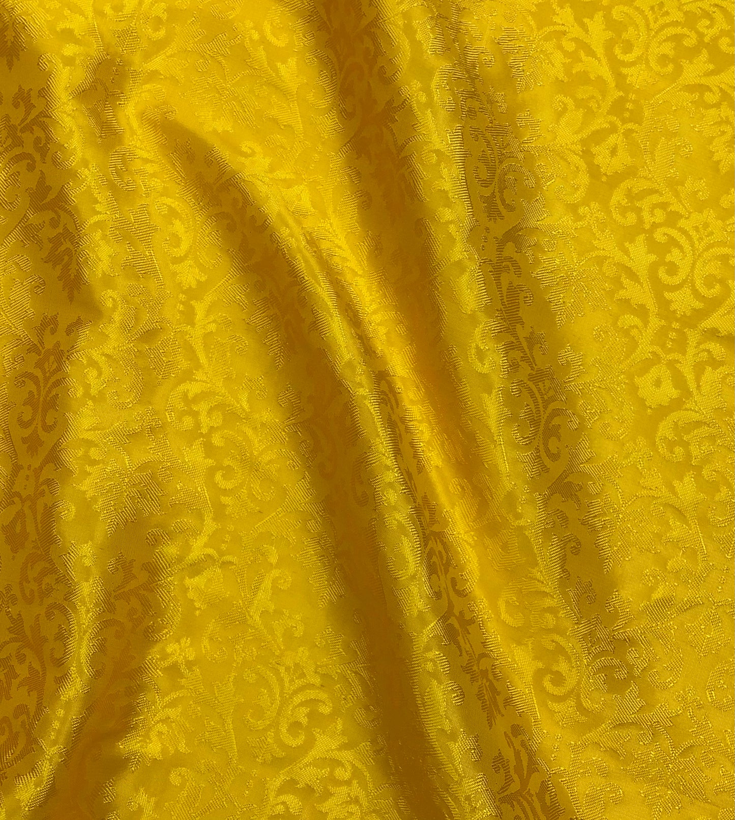 Indian Banarasi brocade Fabric in Yellow Color, Multiple lengths will come in a continuous piece - NF609