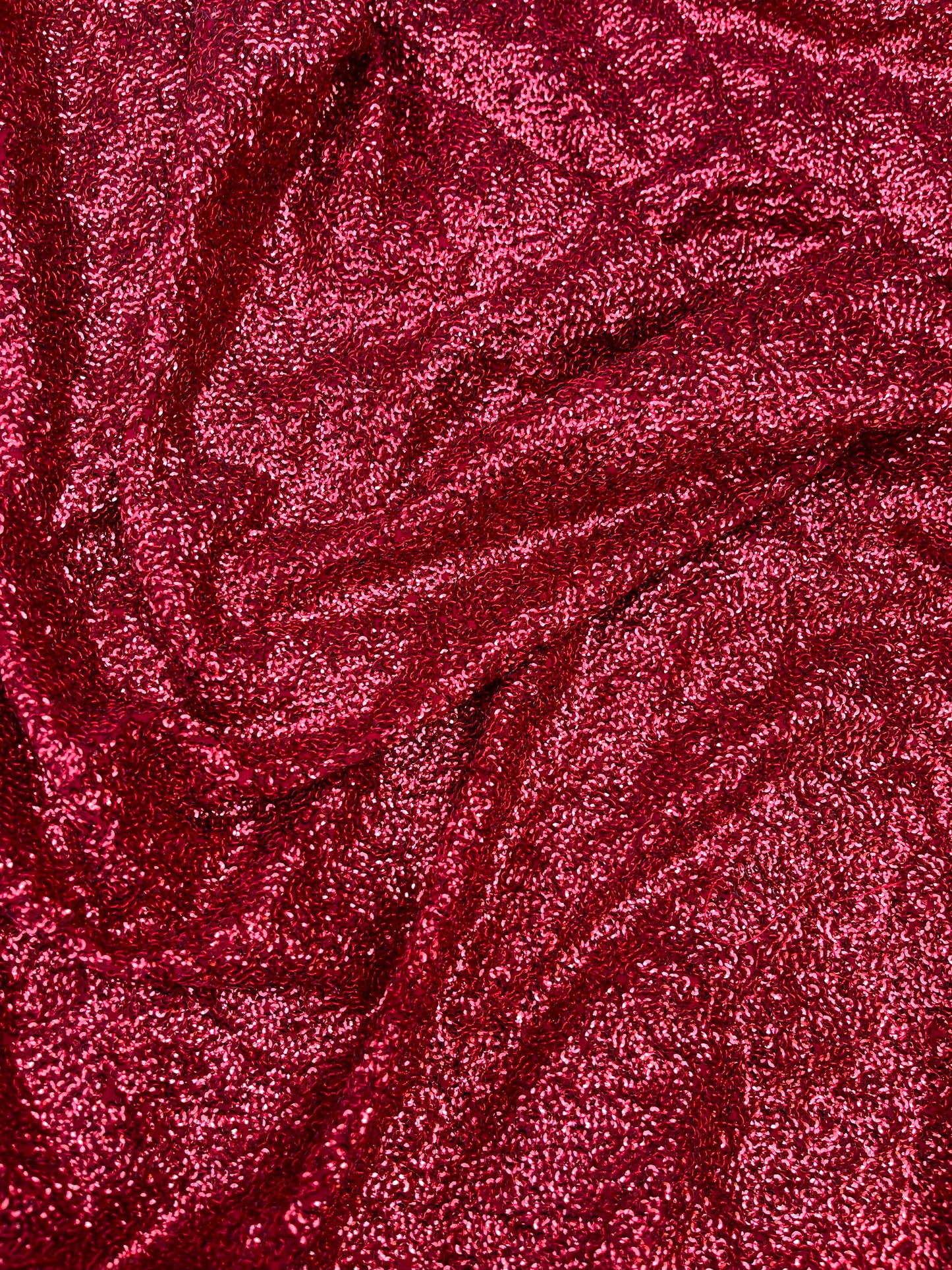 Embroidered Sequin Georgette Fabric in Red color, Multiple lengths will come in the continuous piece - SQAF22