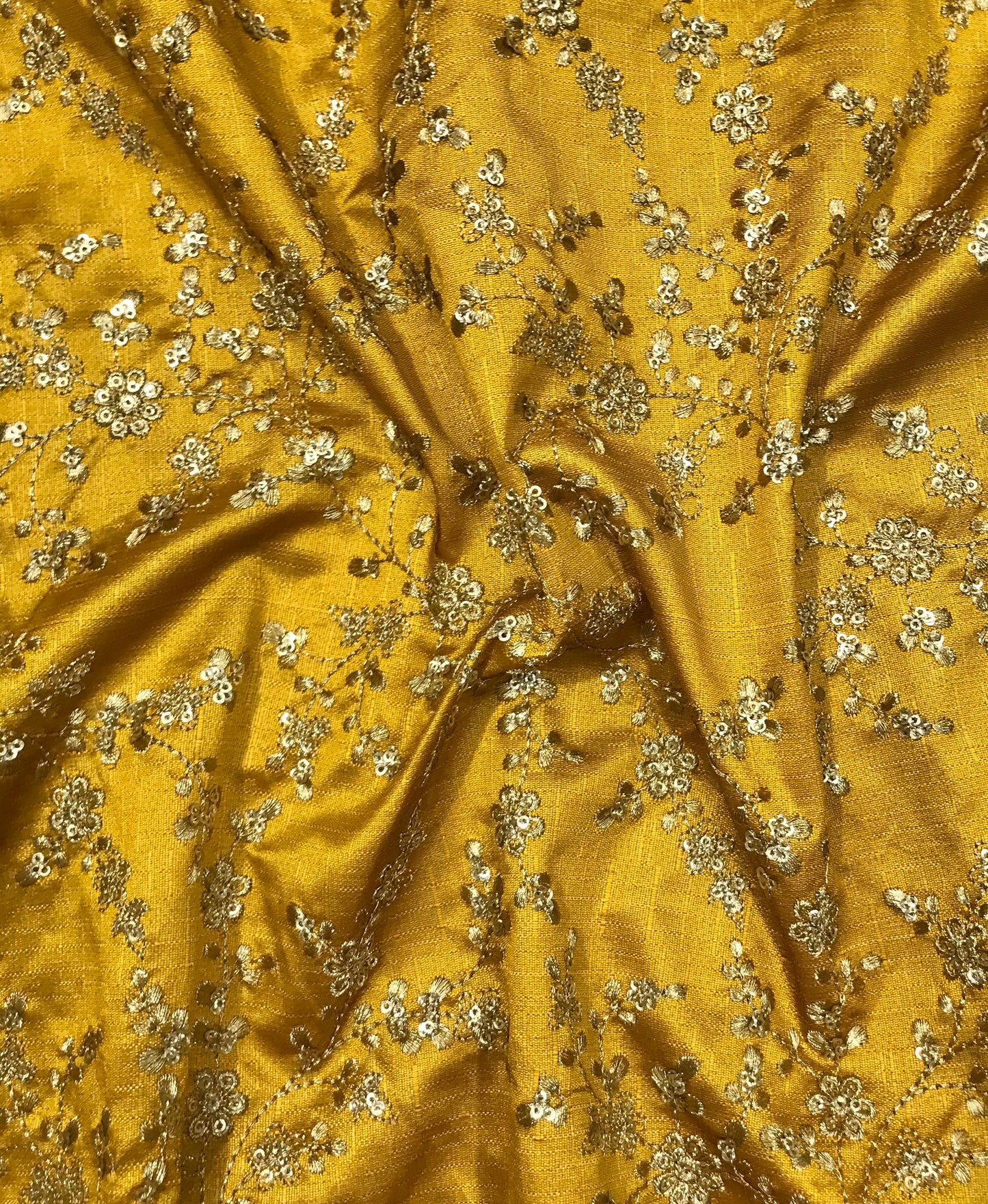 Indian Embroidered Fabric in Rust & Gold color, Multiple lengths will come in the continuous piece - NF931