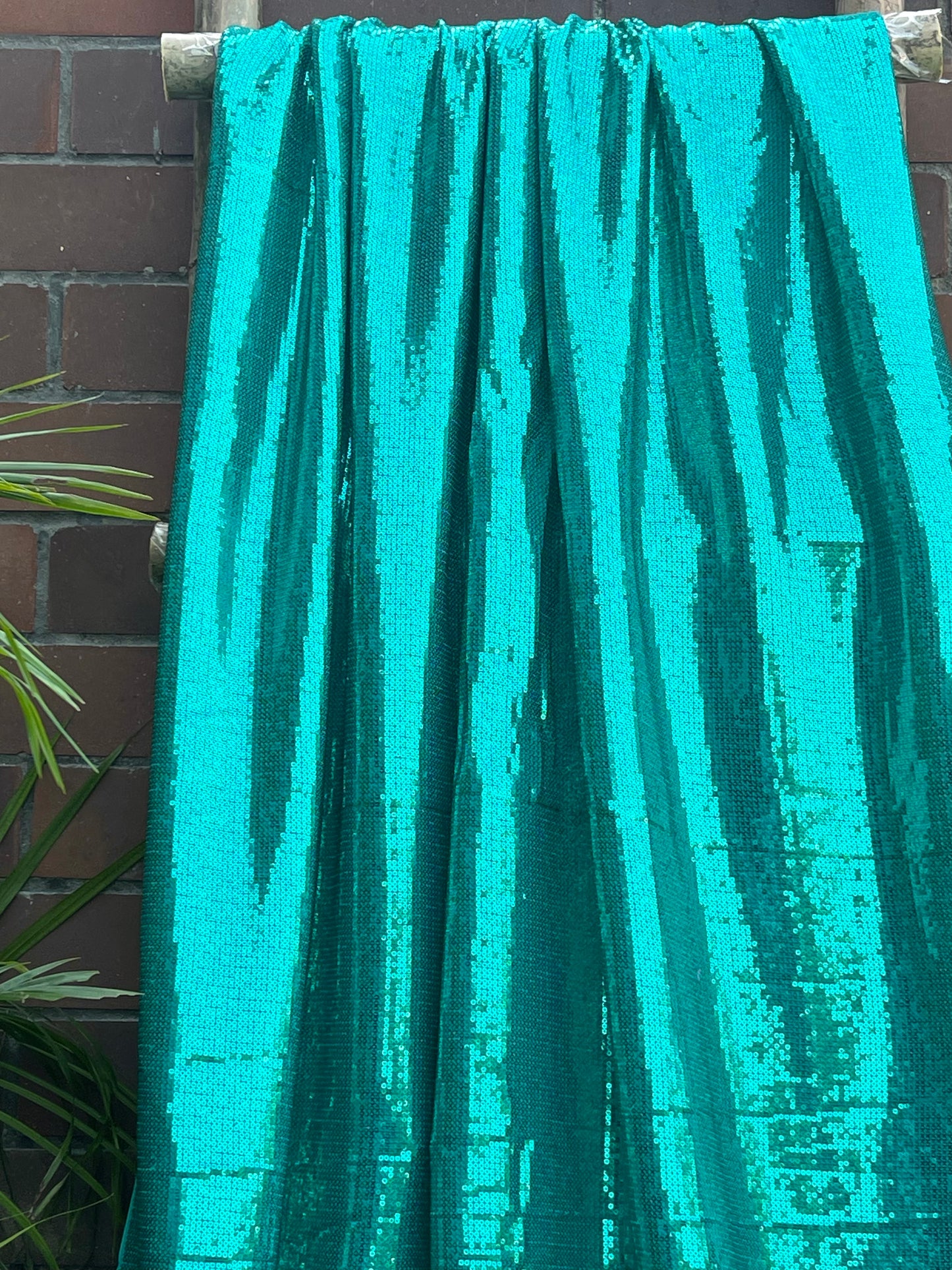 Teal Sequin Georgette Fabric,  Sequin Embroidery Fabric, Multiple lengths will come in the continuous piece - SQAF513