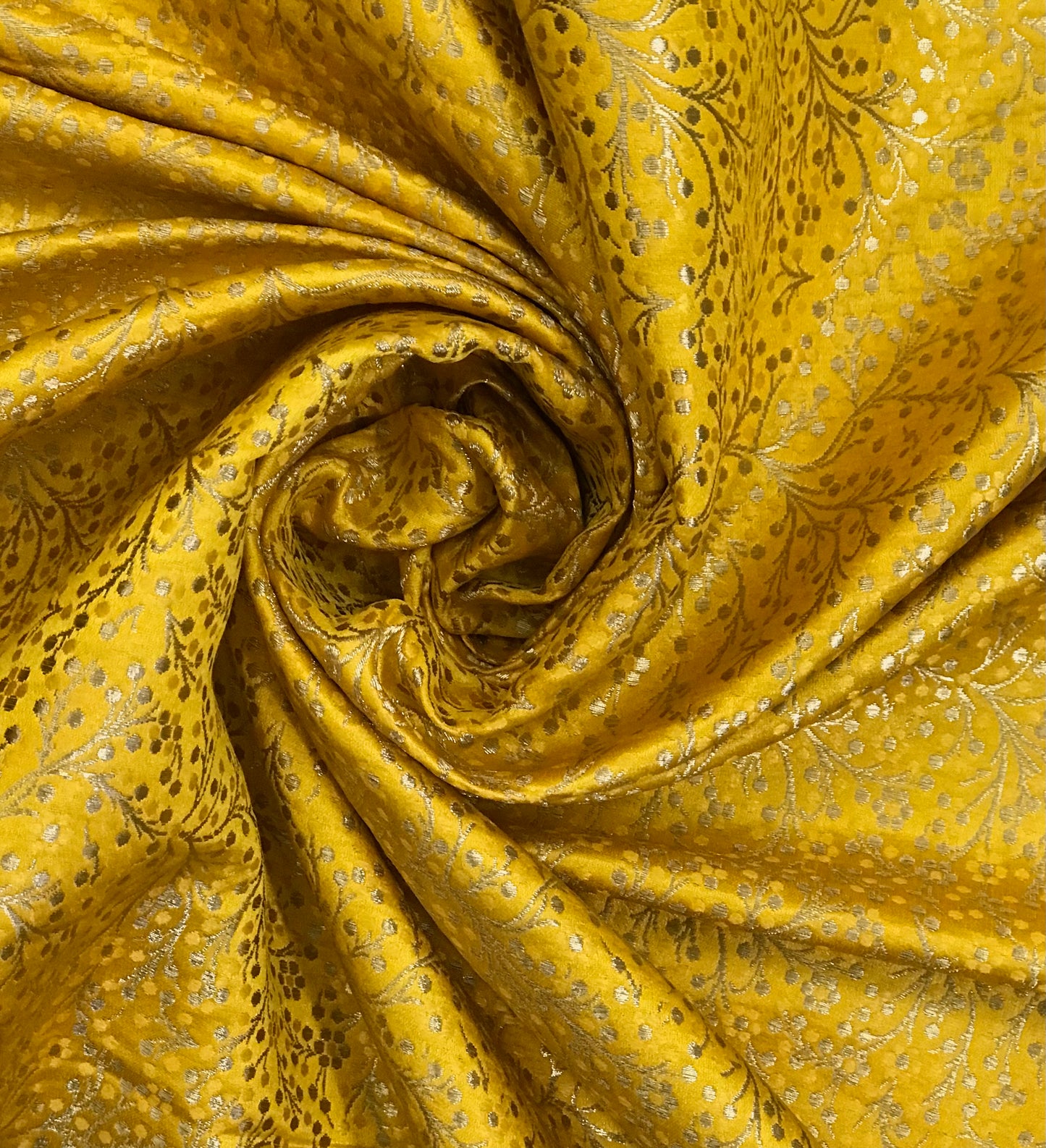 Indian Banarasi Brocade Fabric in Yellow and Gold color, Multiple lengths will come in the continuous piece - NF301