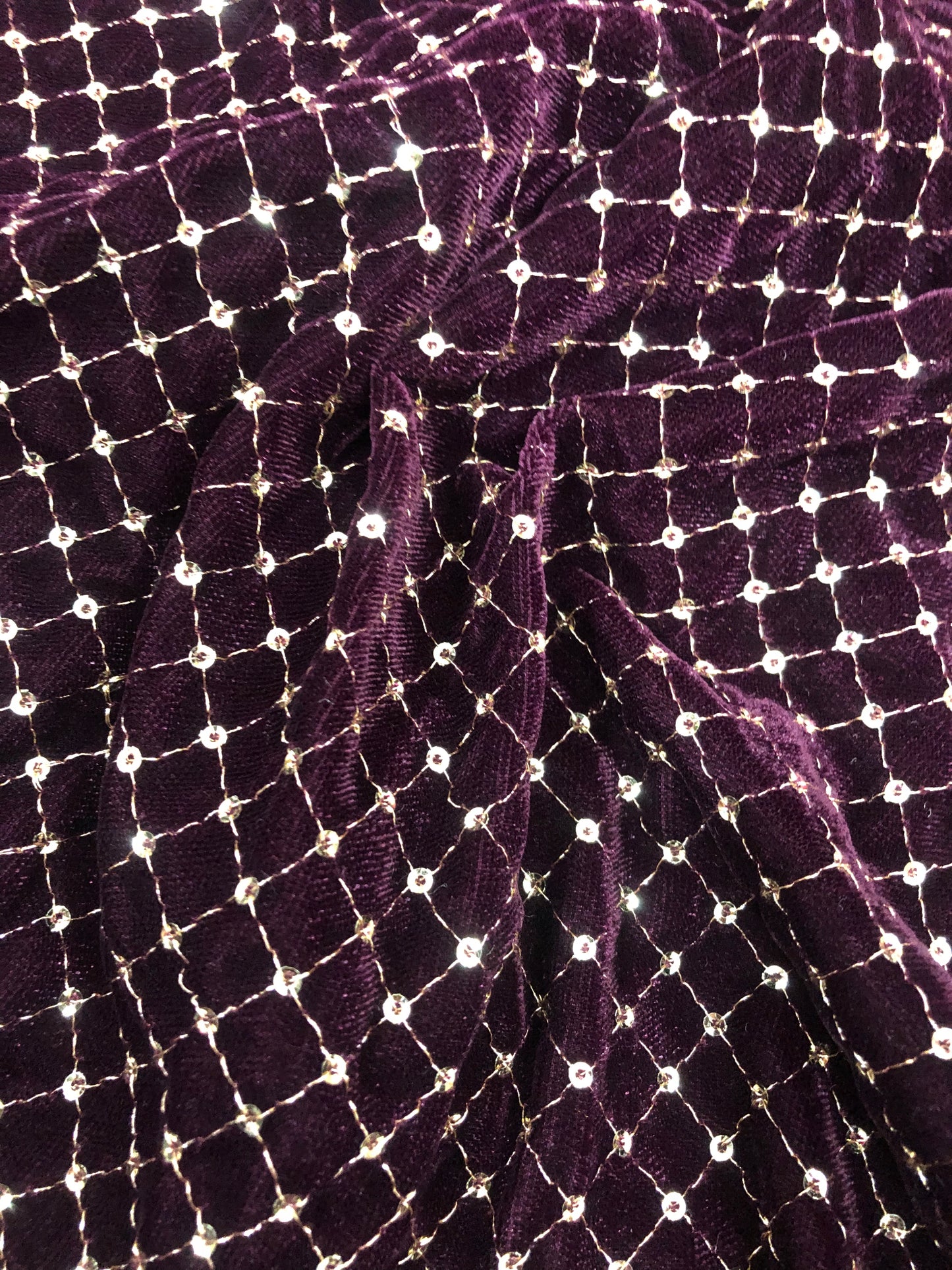 Embroidered Velvet Fabric in Wine and Gold color, Multiple lengths will come in the continuous piece - VLTF909