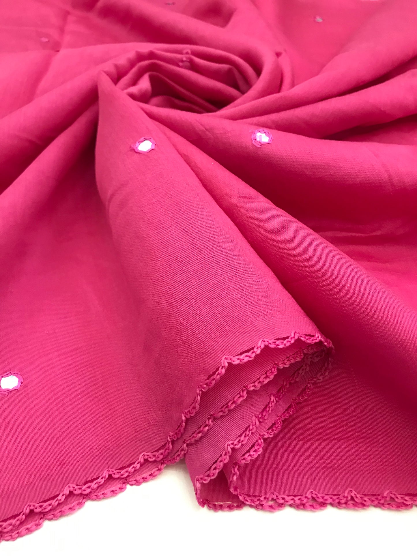 Pink Scarf, Stole, Dupatta, Shawl, Abaya, Chunari, Viscose Silk cotton Embroidered Indian fabric Chunni - DP935