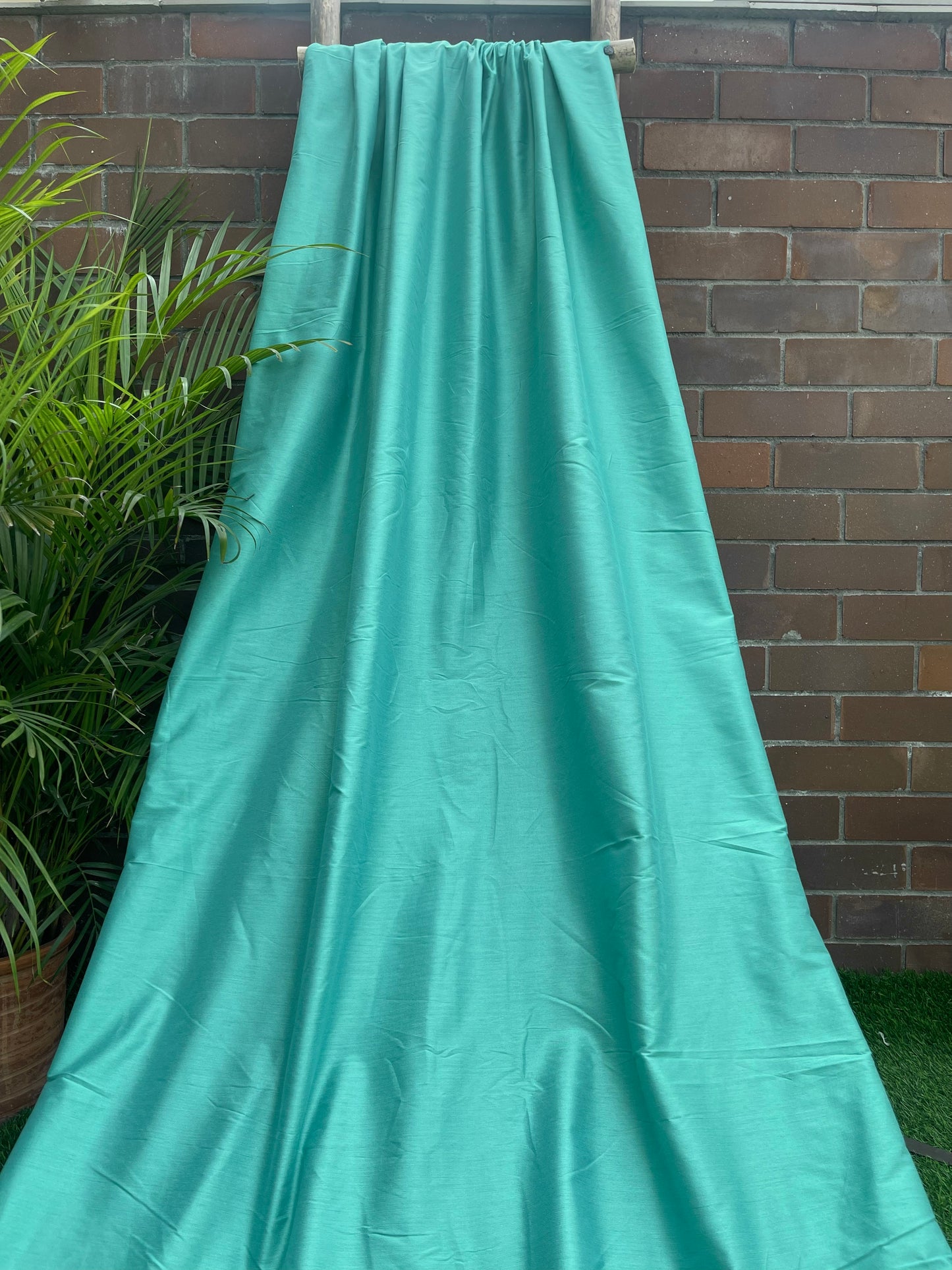 Shantung Cotton Silk See Green Fabric, Handloom Dress, Wedding Silk Fabric, Multiple yardage will come in the continuous length NF924