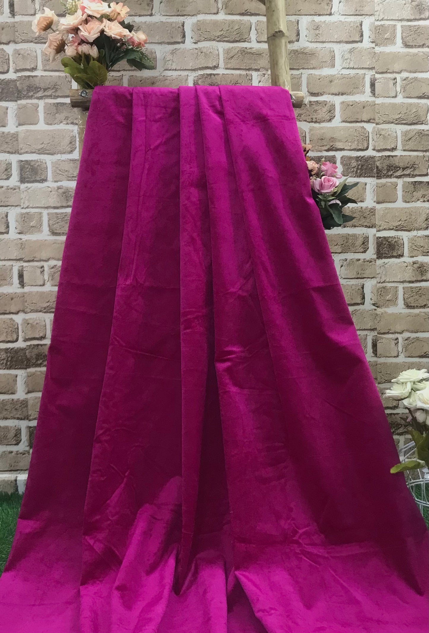 Micro Velvet non stretch Fabric in Purplish Hot Pink color, Multiple lengths will come in the continuous piece - MCVF01