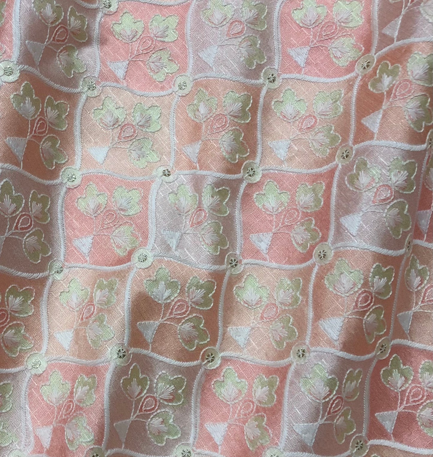 Indian Embroidered Fabric in Peach color, Multiple lengths will come in the continuous piece - NF869