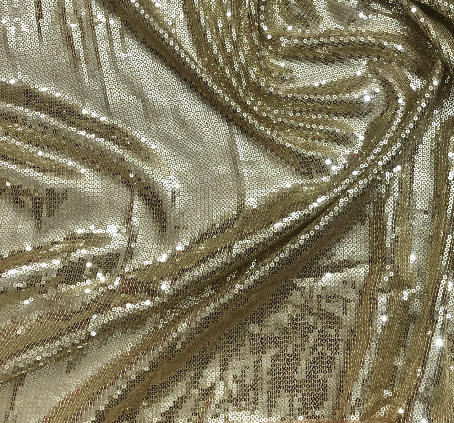 Light Gold Sequin Georgette Fabric,  Sequin Embroidery Fabric, Multiple lengths will come in the continuous piece - SQAF830