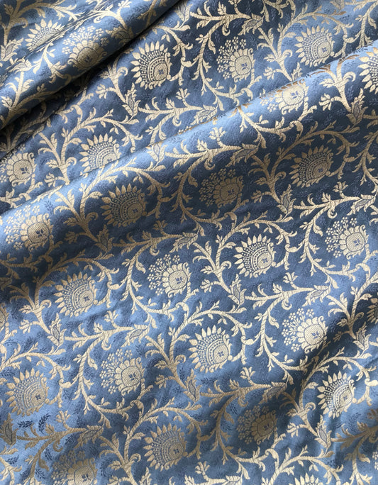 Brocade Fabric Jacquard Damask Grey Gold Wedding Dress fabric Rayon silk brocade Renaissance fabric Fabric by the yard/meter - NFAF1096