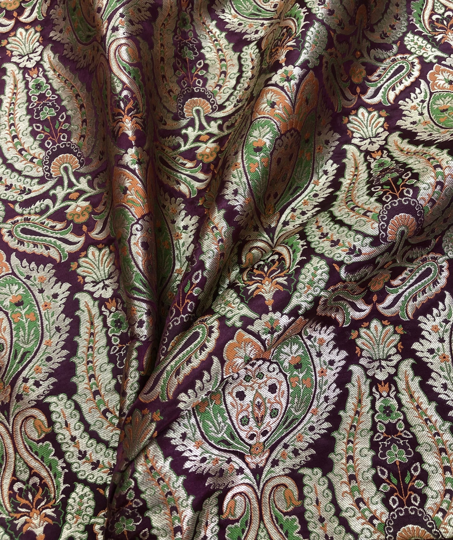 Indian Banarasi Brocade Fabric in Burgundy and Gold color, Multiple lengths will come in the continuous piece - NF393