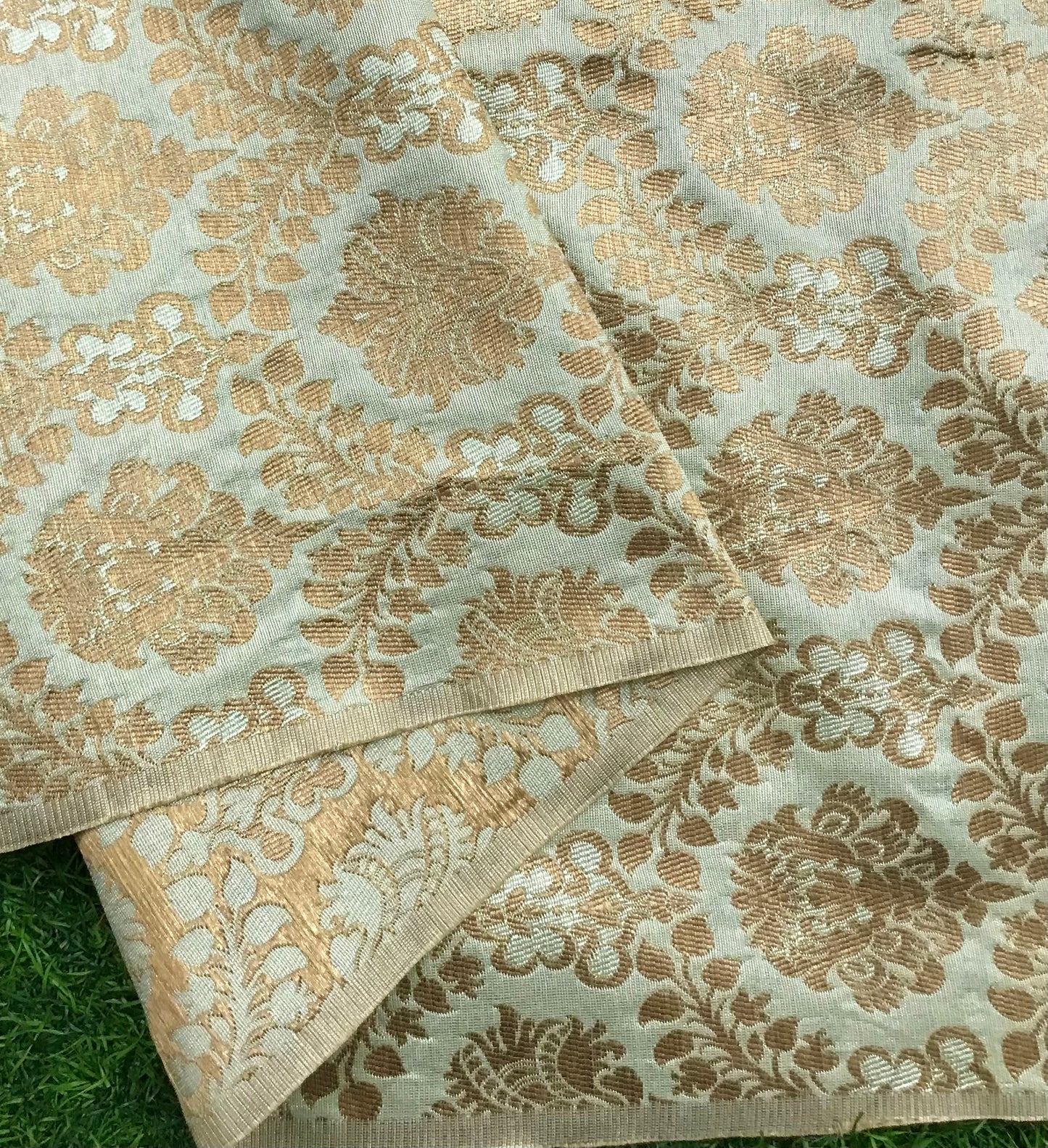 Banarasi Brocade fabric Green and Gold Fabric, Wedding Brocade Fabric, Fabric Multiple yardage will come in the continuous length NF844