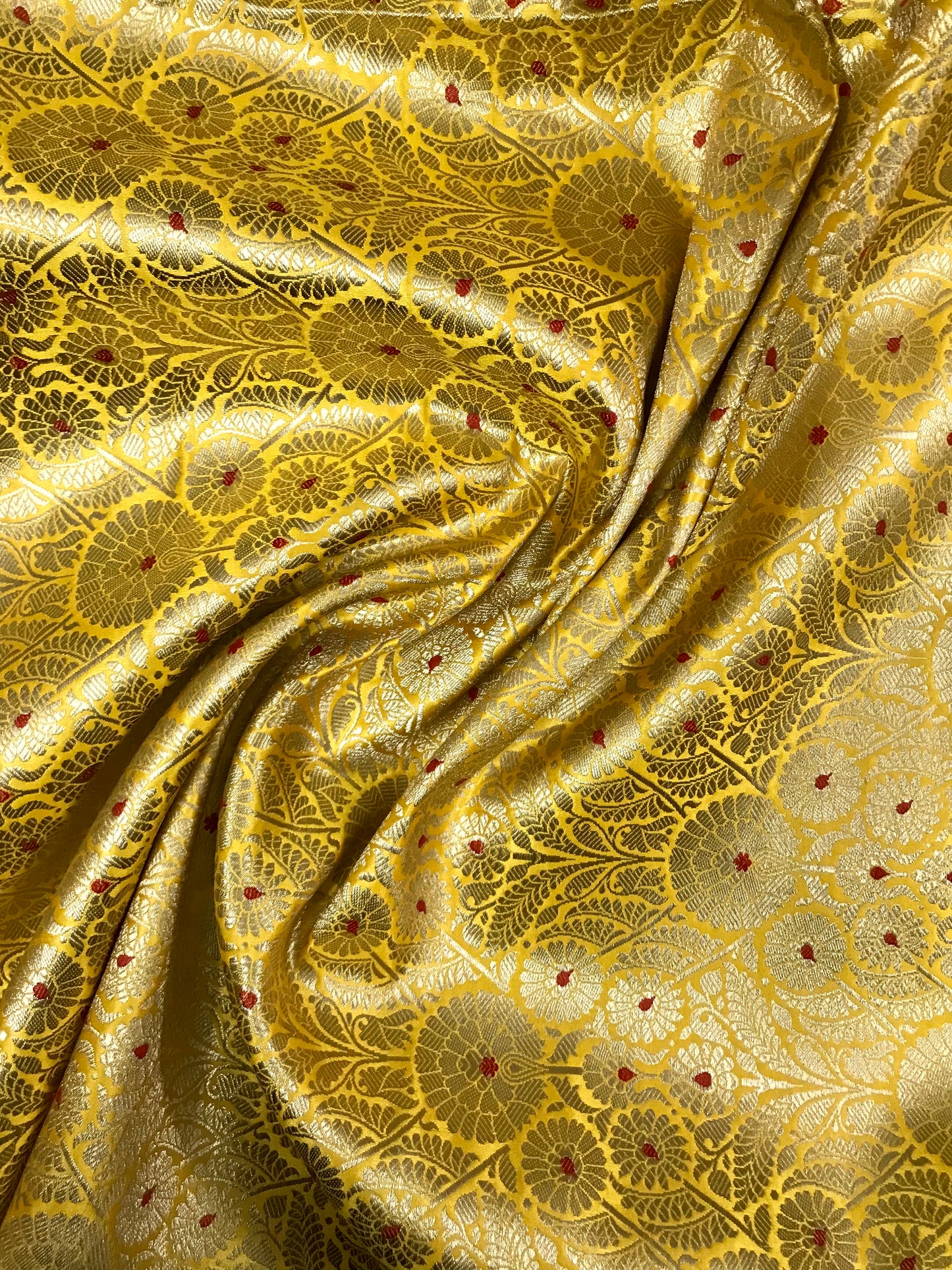 Indian Banarasi Brocade fabric in Blue and Gold color, Multiple lengths will come in the continuous piece - NF313