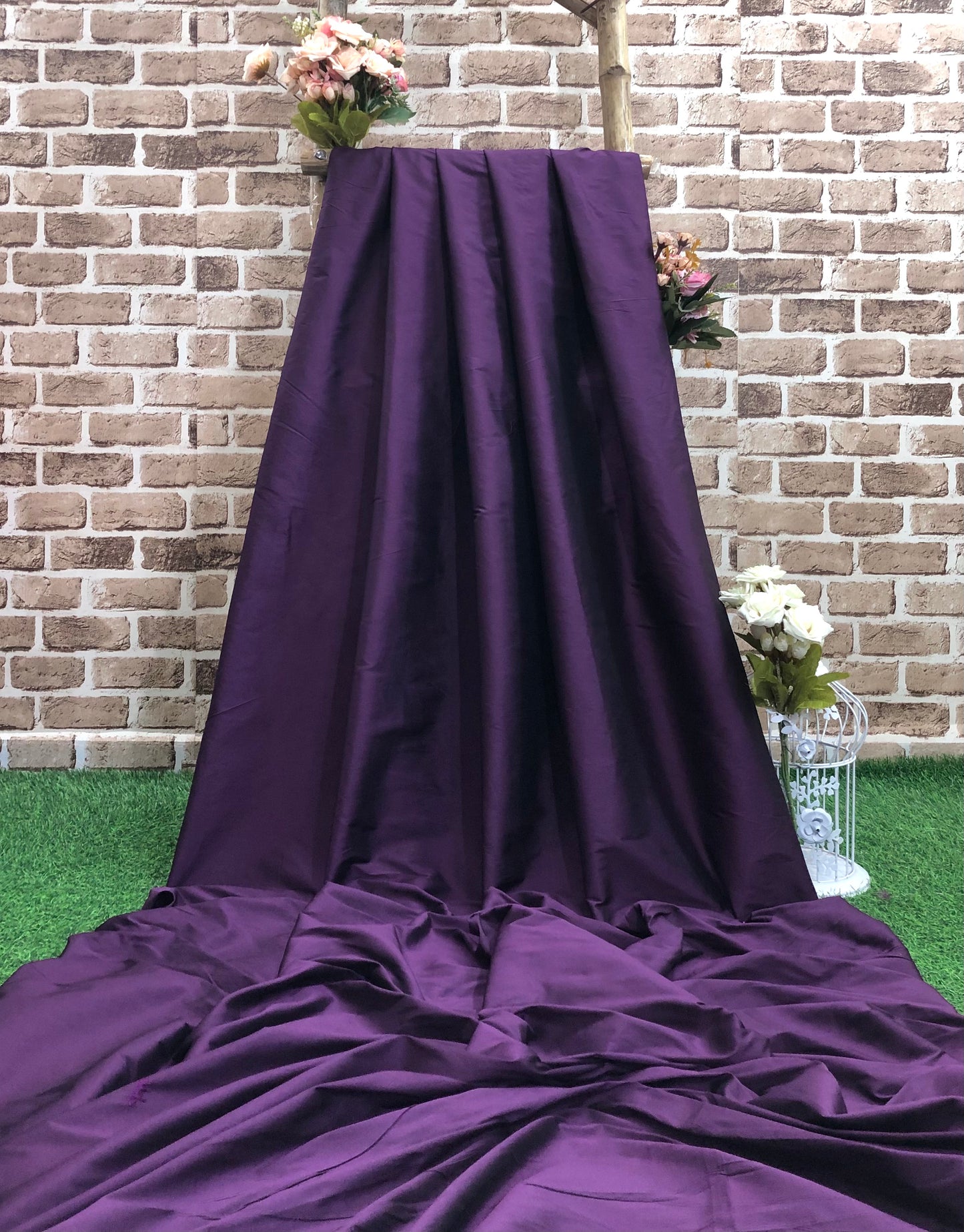 Purple Taffeta Fabric, Dress, Costume Prom Fabric, Indian Poly Silk Fabric, Multiple lengths will come in the continuous piece - TSF13