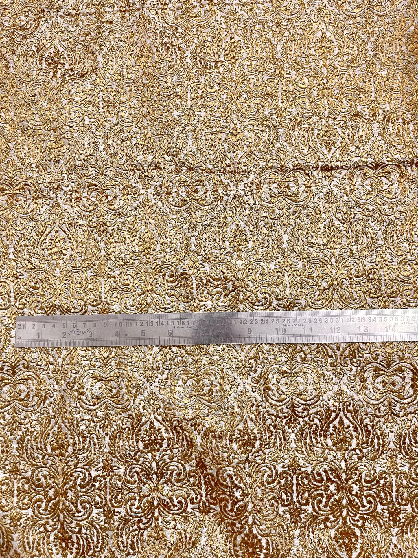 indian Embroidered Fabric in Beige color, Multiple lengths will come in the continuous piece - NF849