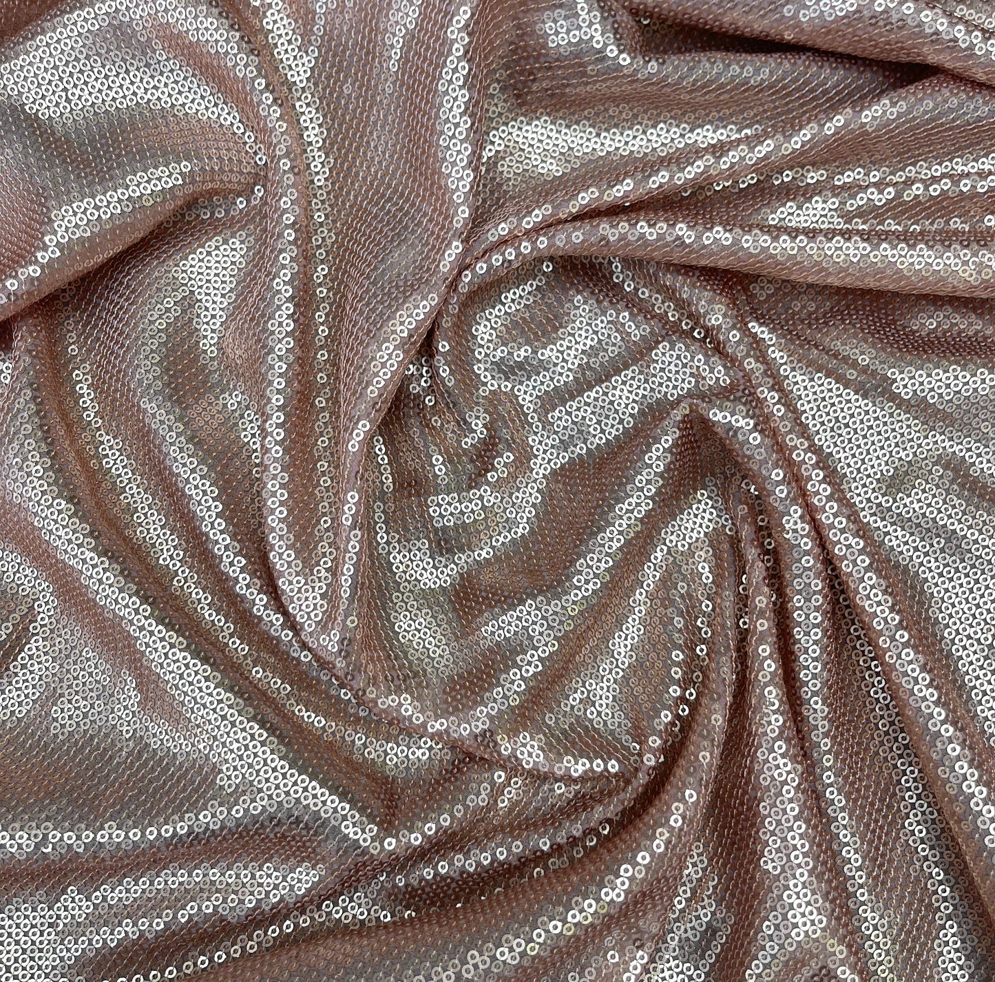 Old Rose Sequin Georgette Fabric,  Sequin Embroidery Fabric, Multiple lengths will come in the continuous piece - SQAF489