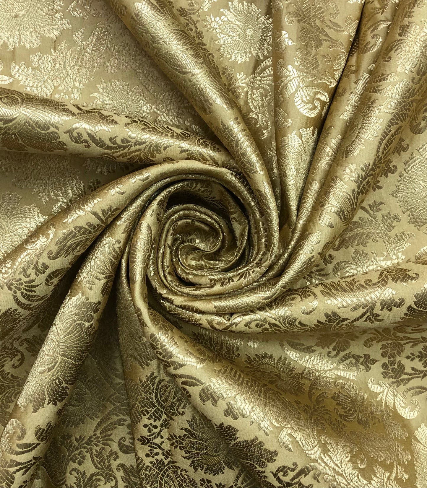 Indian Banarasi Brocade Fabric in Beige and Gold color, Multiple lengths will come in the continuous piece - NF881