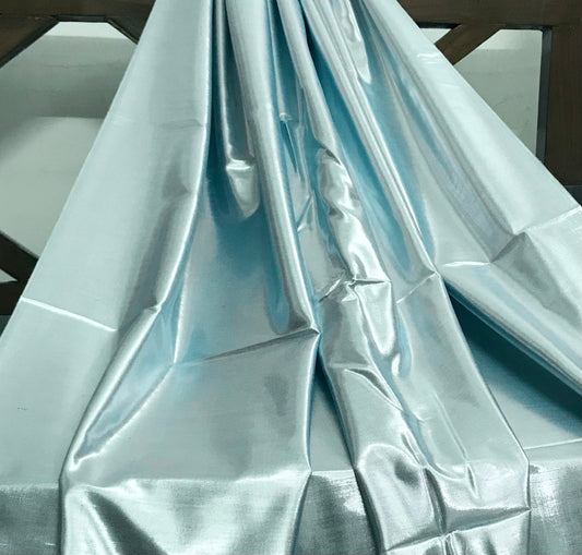 Silver Ice Blue Taffeta Fabric, Dress, Apparel Fabric, Poly Silk fabric ,Multiple lengths will come in the continuous piece - TSF1067