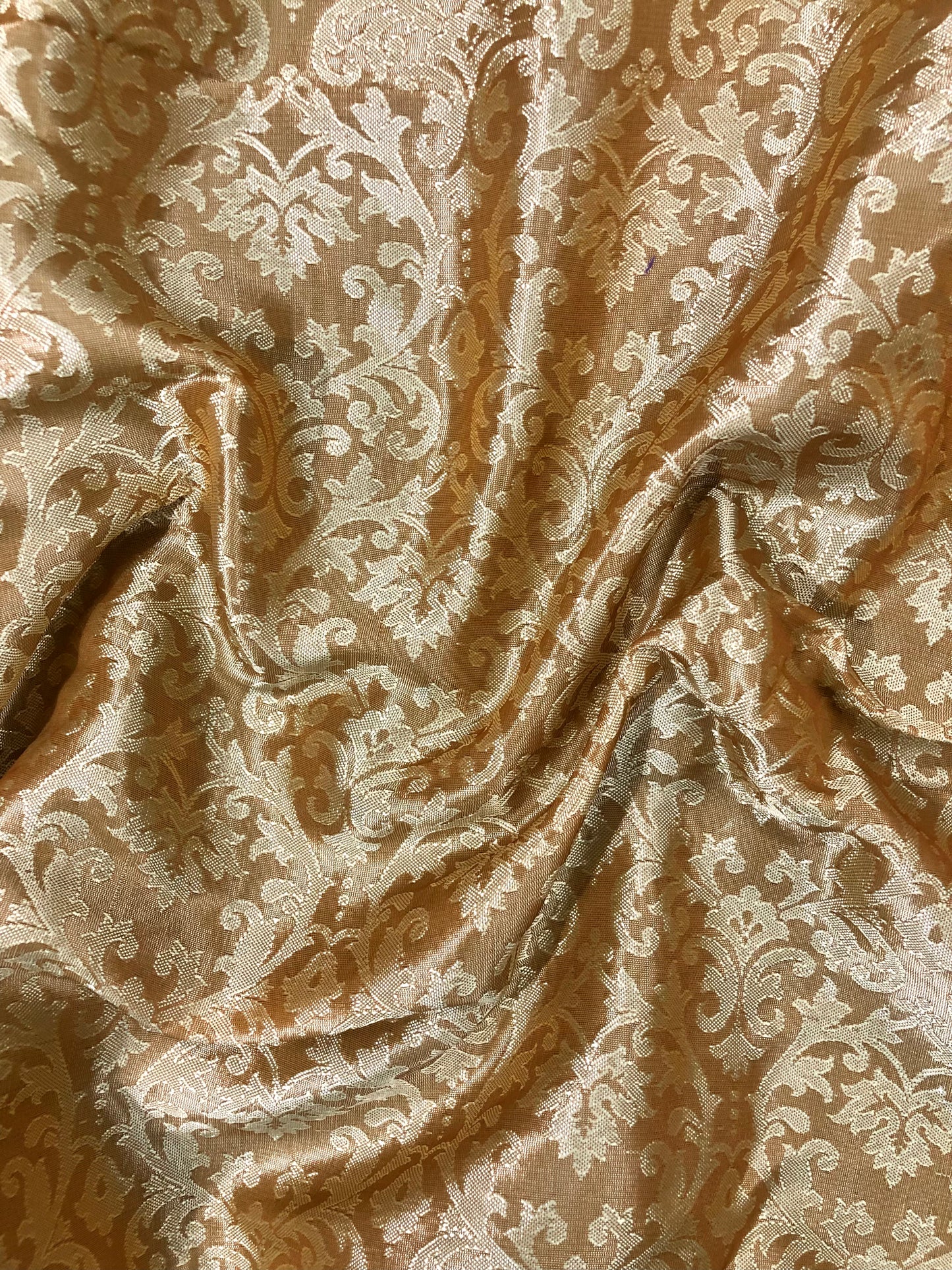 Indian Banarasi Brocade Fabric in Gold/Mustard color, Multiple lengths will come in the continuous piece - NF329