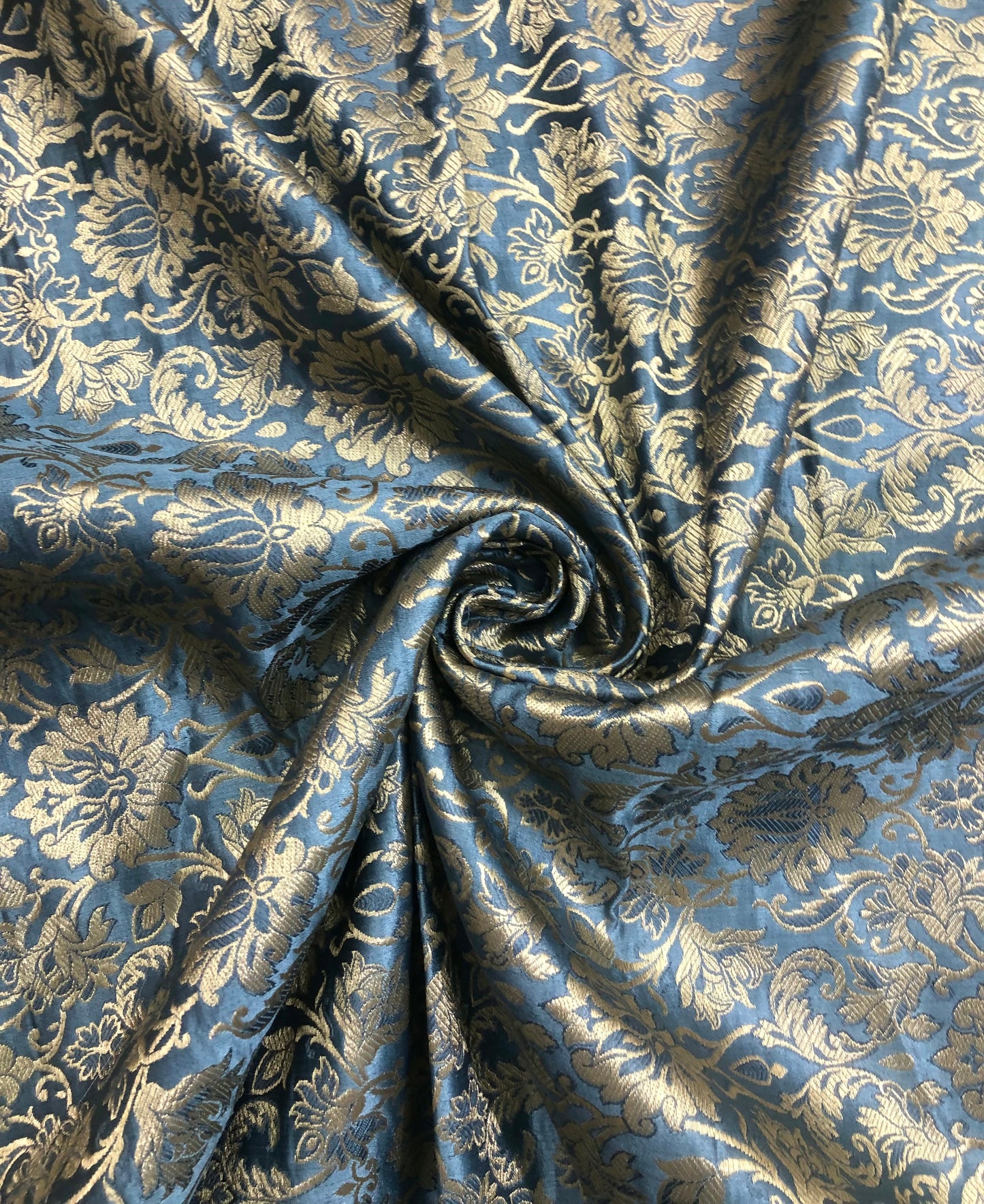 Banarasi Brocade Gray and Gold Fabric, Wedding Brocade Fabric, Multiple lengths will come in the continuous Piece - NF386