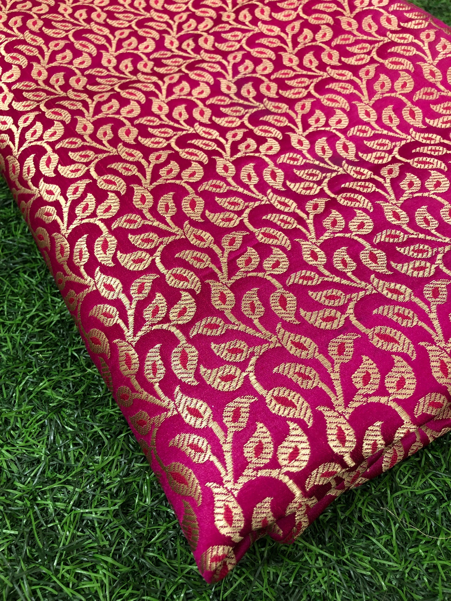 Indian Banarasi Brocade Pink and Gold color, Multiple lengths will come in the continuous piece - NF634