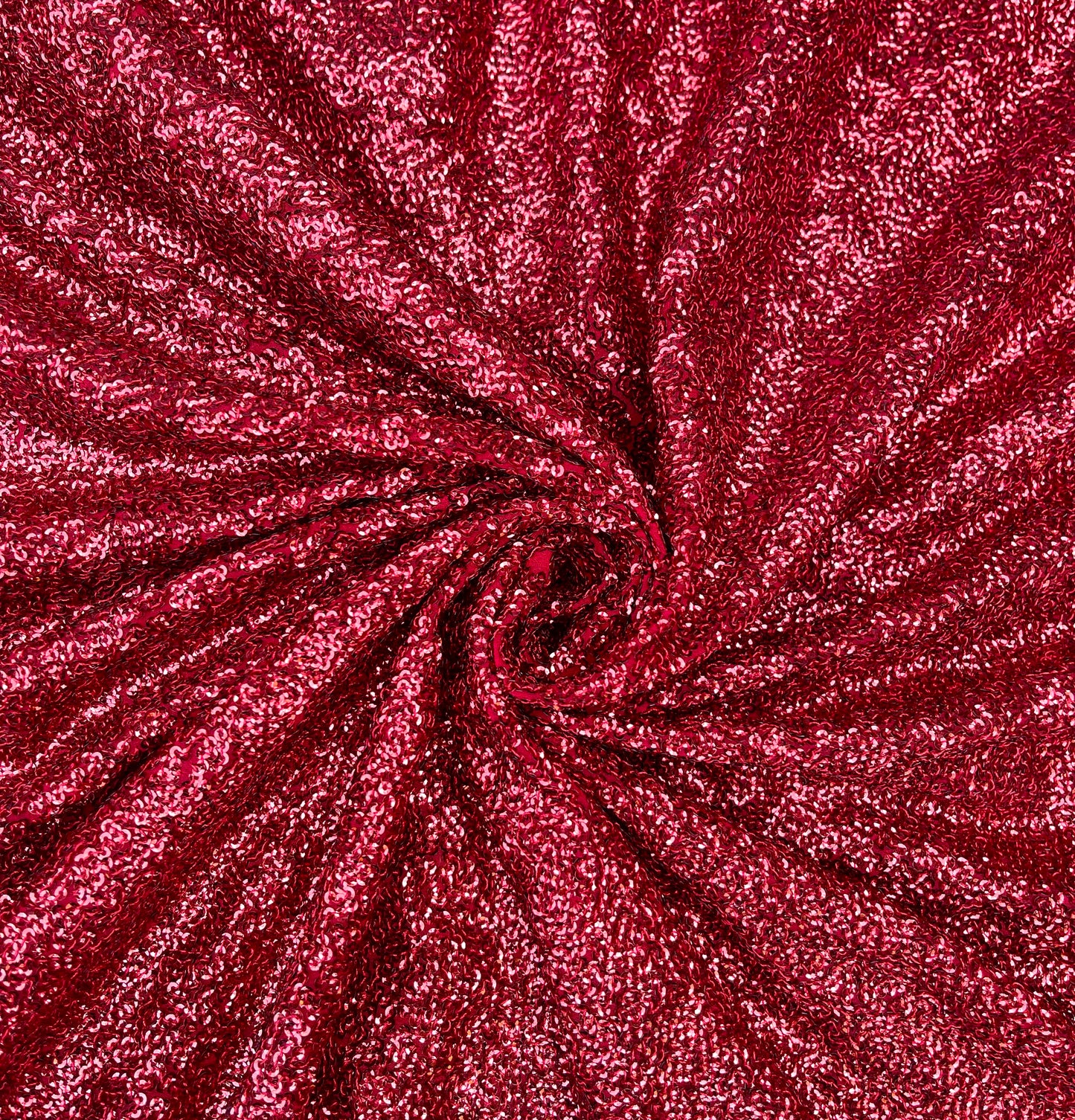 Embroidered Sequin Georgette Fabric in Red color, Multiple lengths will come in the continuous piece - SQAF22