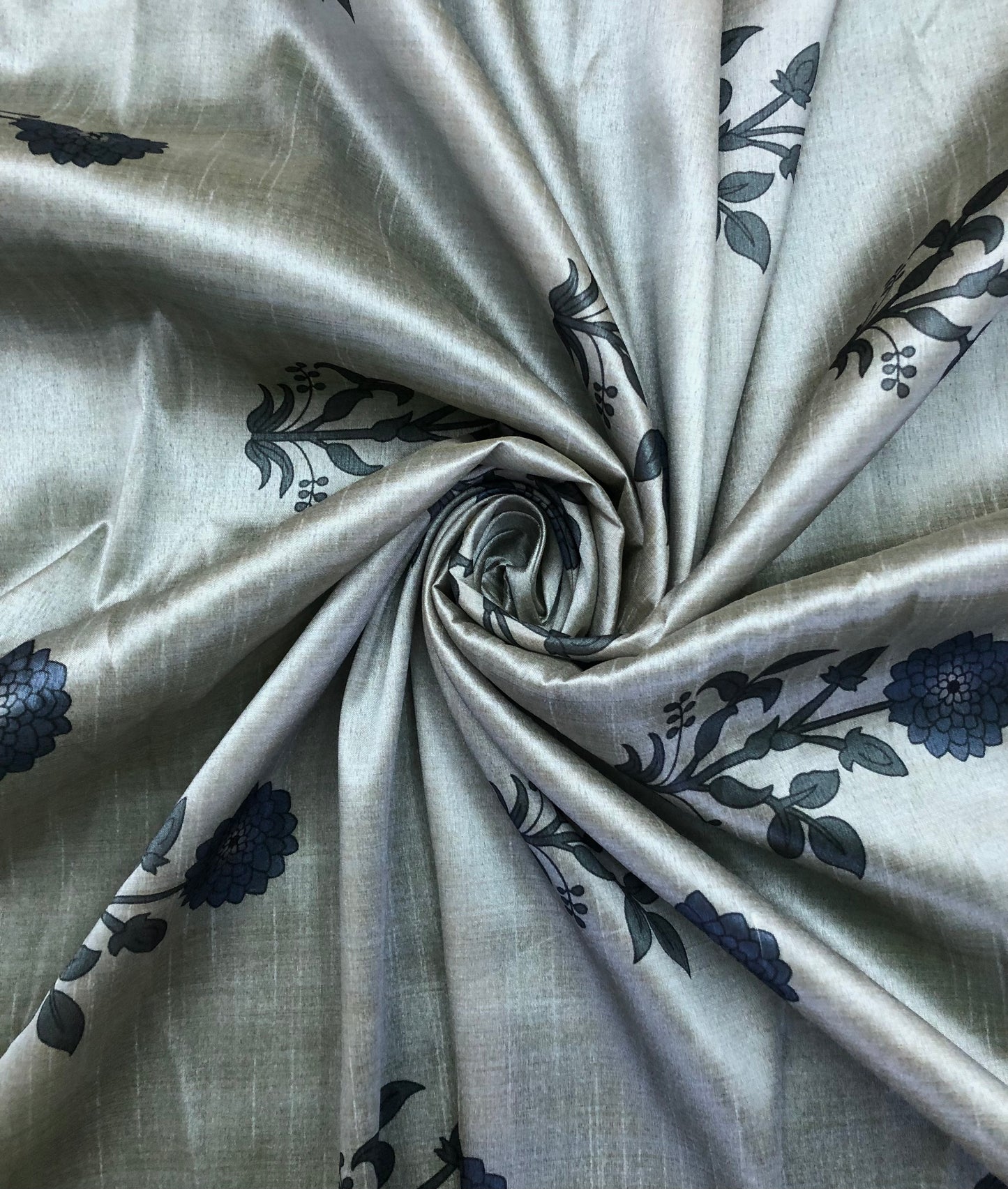 Gray printed tussar silk, Wedding dress, Bridesmaid dress, Floral fabric, Wedding inspiration, Vintage fabric, Luxury fabric - NFAF814