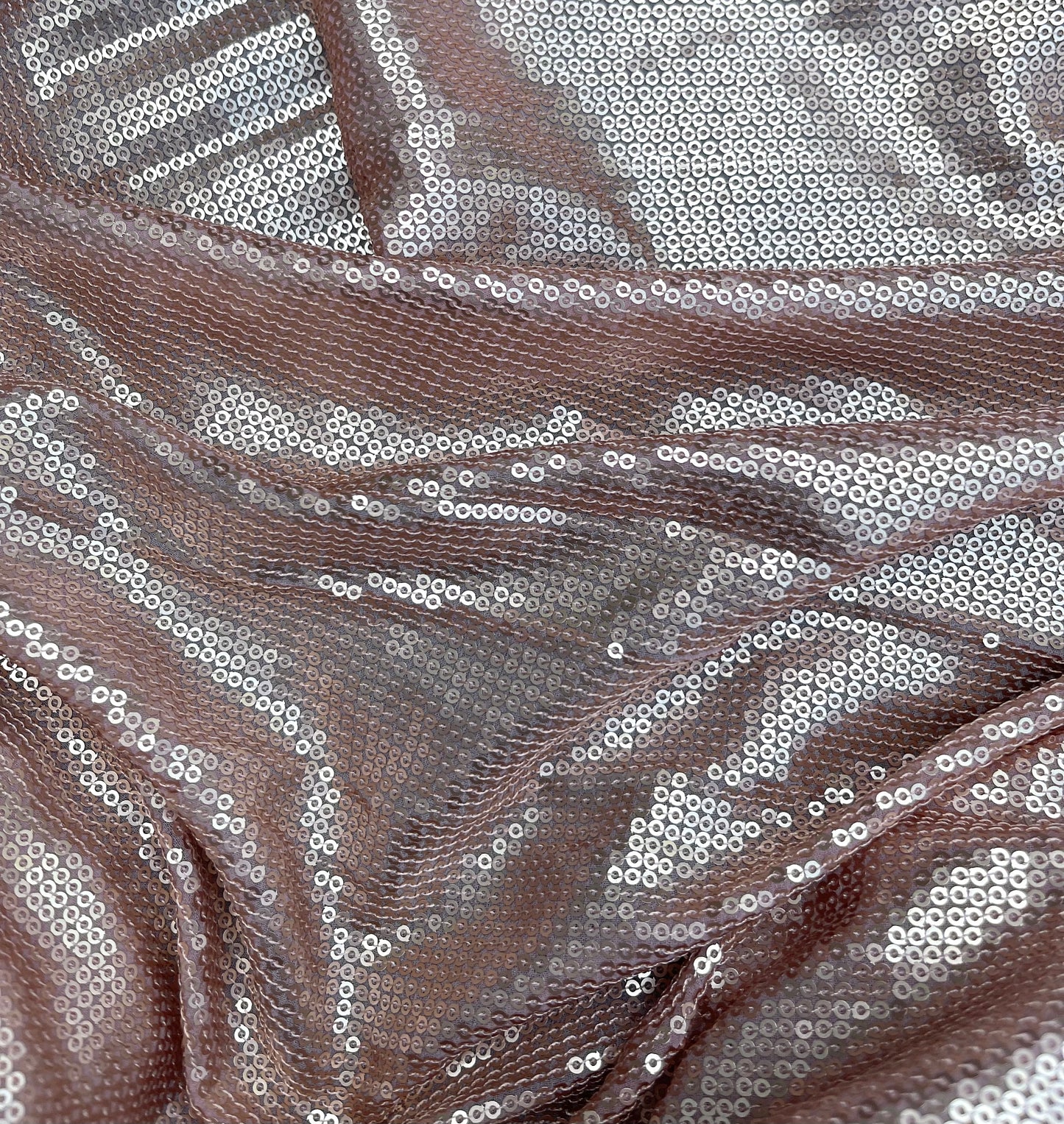 Old Rose Sequin Georgette Fabric,  Sequin Embroidery Fabric, Multiple lengths will come in the continuous piece - SQAF489