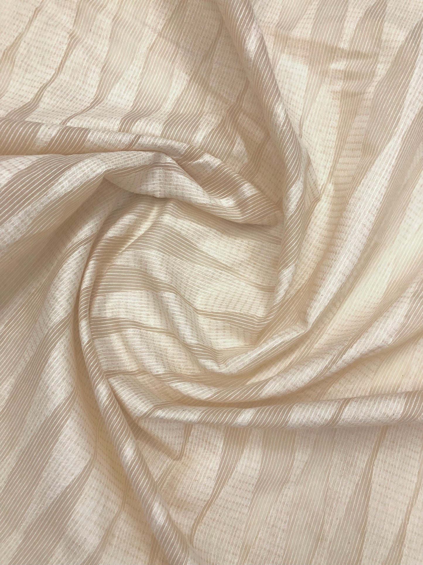 Pure Cotton and Ikat weave fabric in Ivory fabric, Multiple lengths will come in the continuous piece - COTF837