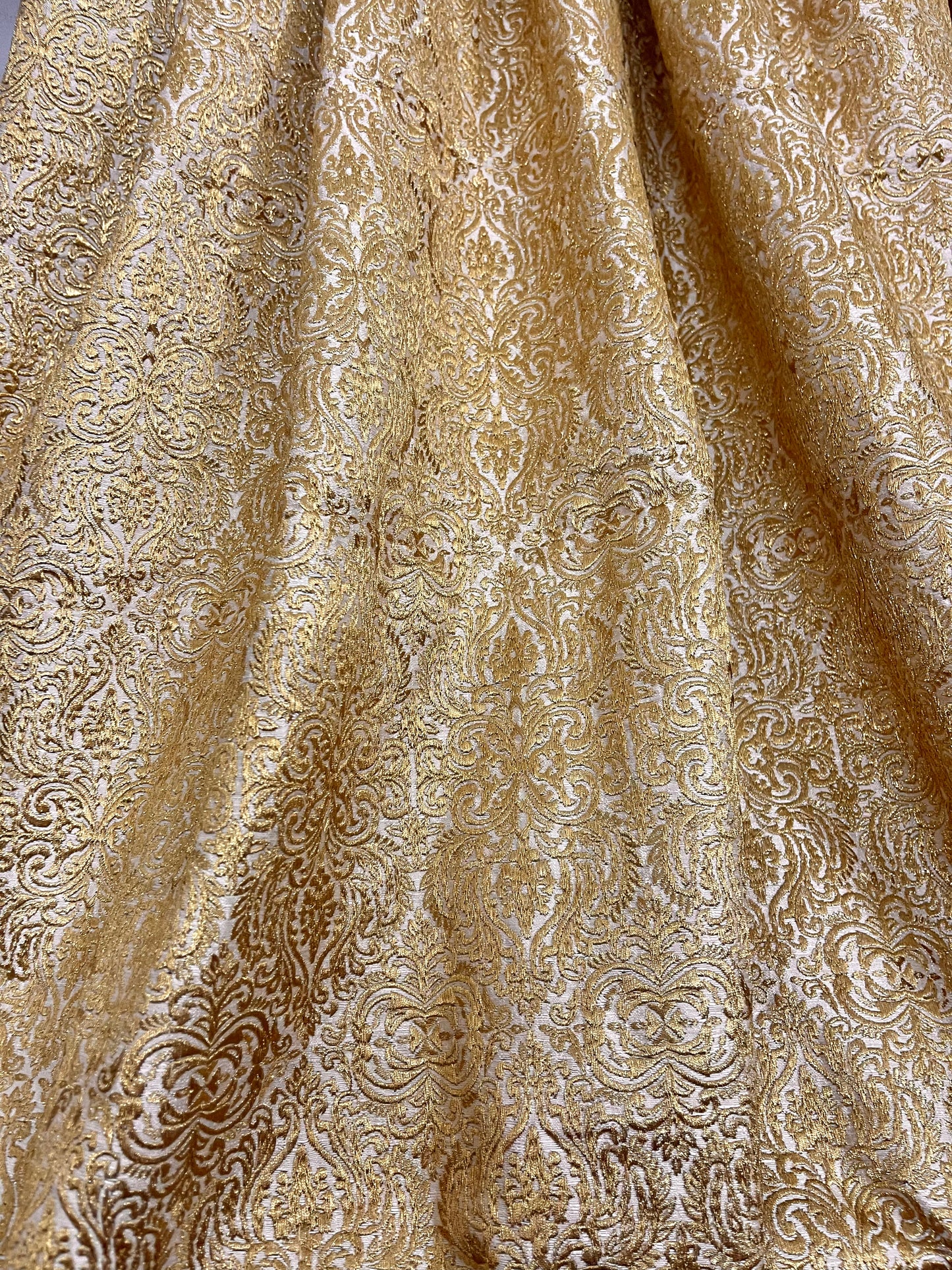 indian Embroidered Fabric in Beige color, Multiple lengths will come in the continuous piece - NF849