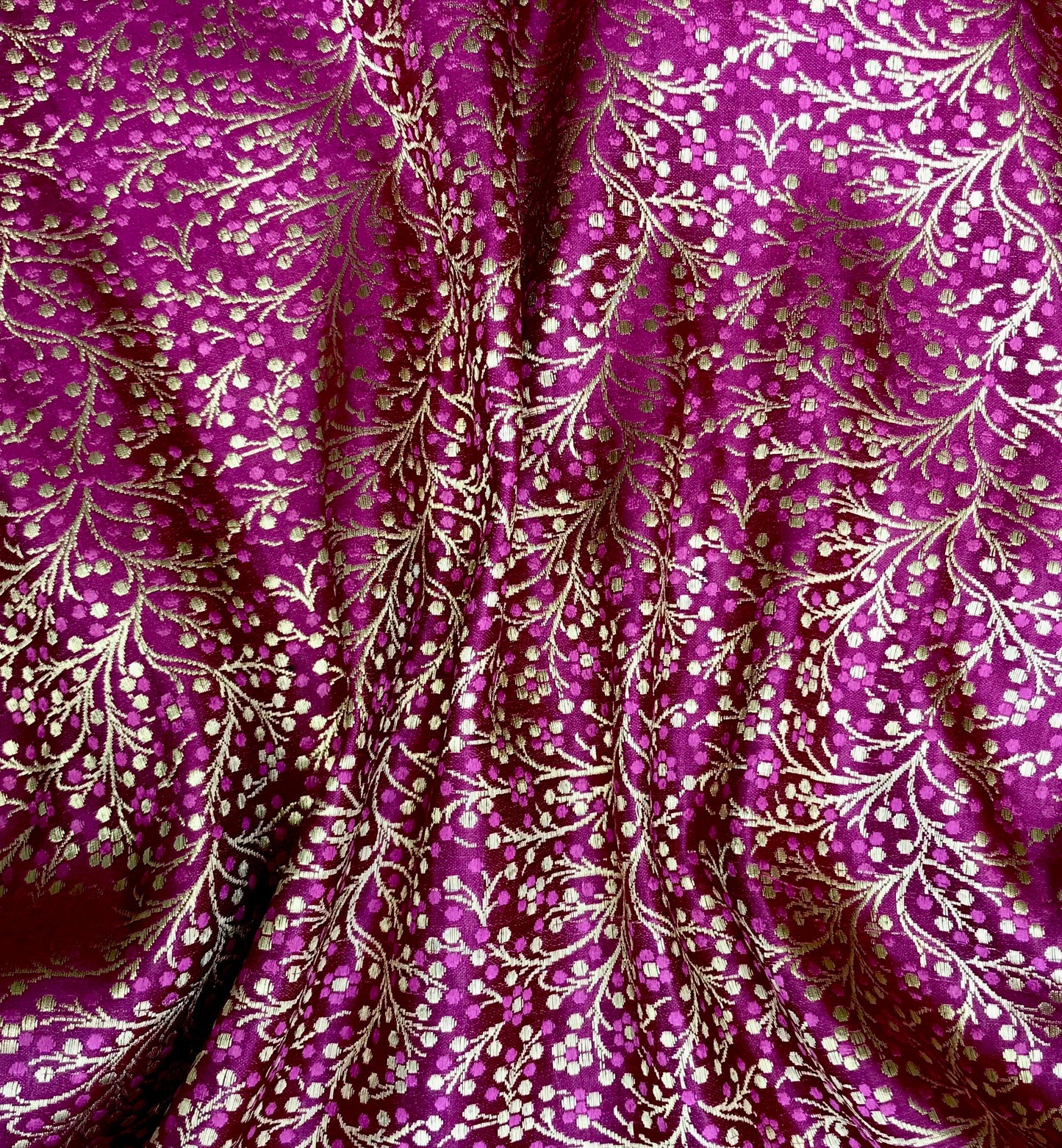 Indian Banarasi Brocade Fabric in Purple and Gold color, Multiple lengths will come in the continuous piece - NF203