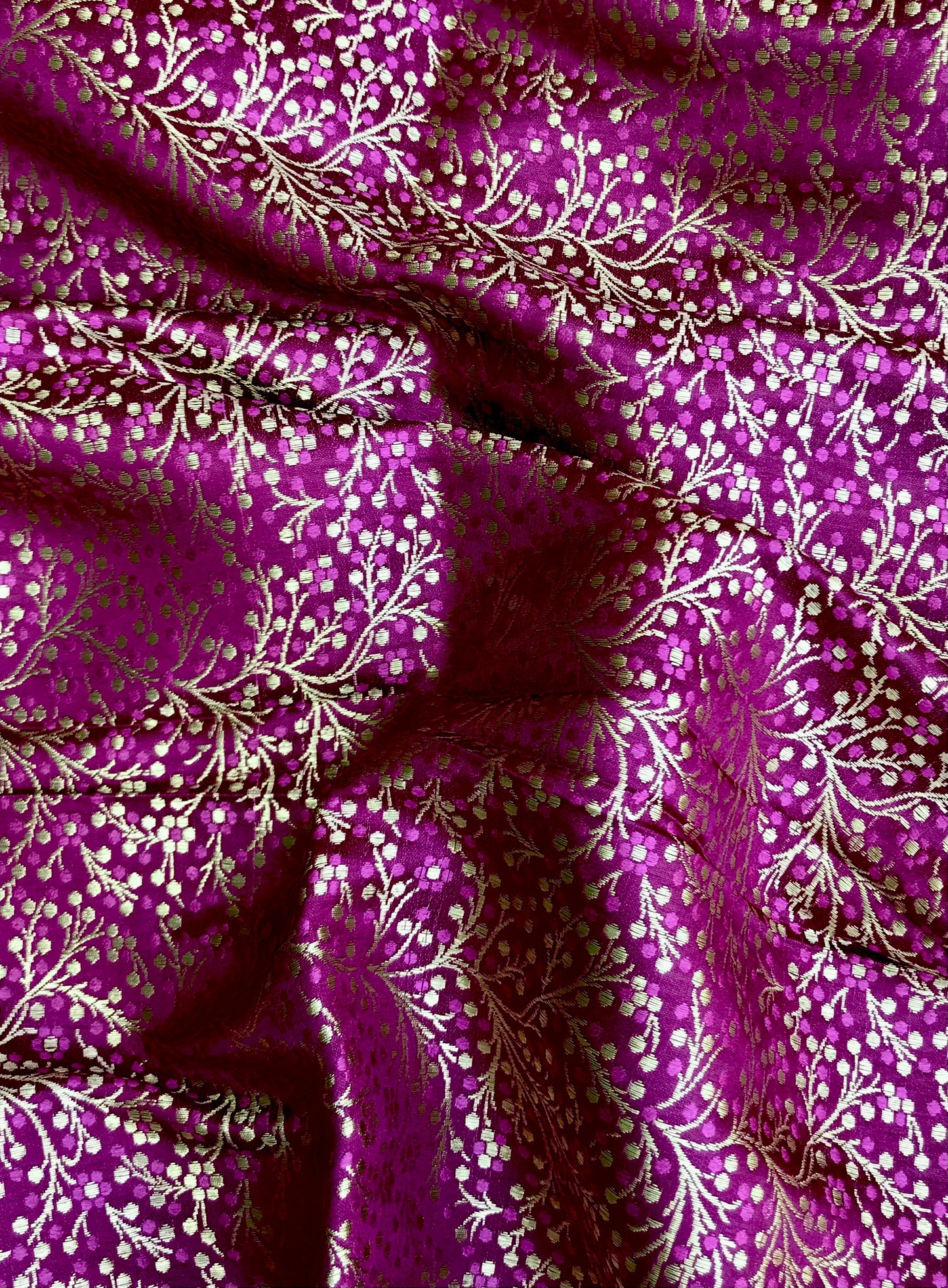 Indian Banarasi Brocade Fabric in Purple and Gold color, Multiple lengths will come in the continuous piece - NF203