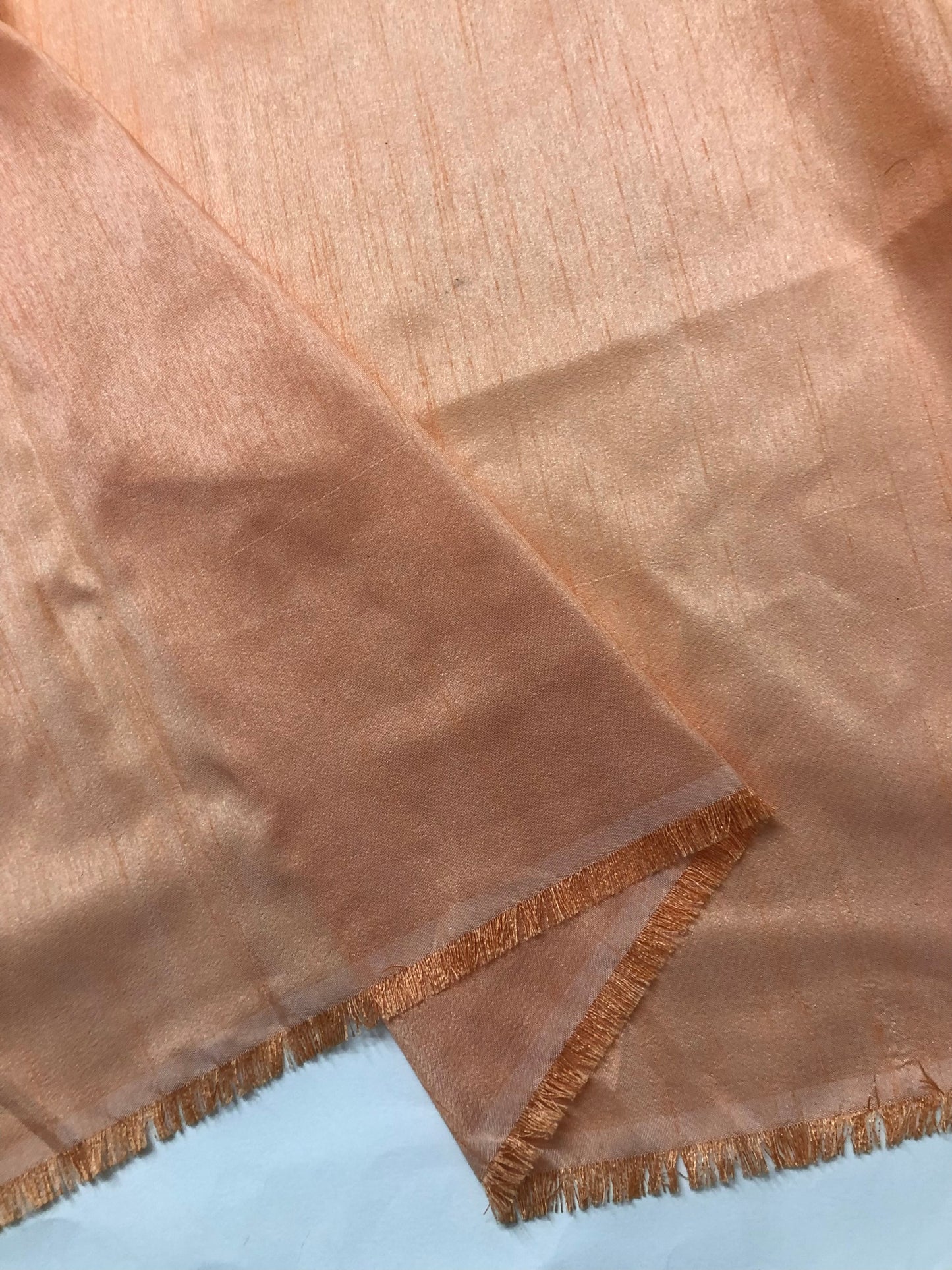 Peach Poly Silk Fabric, Handloom Art Silk Fabric, Multiple lengths will come in the continuous piece - TSF37