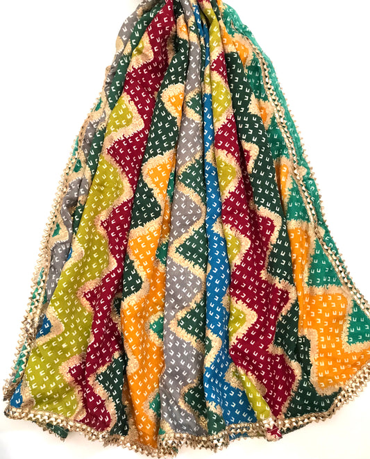 Multicolor Jaipuri Print Dupatta ,Indian Scarf, Drape, Shawl, Veil, Bridesmaids gift, Gift for her, Best gift ideas- DP26