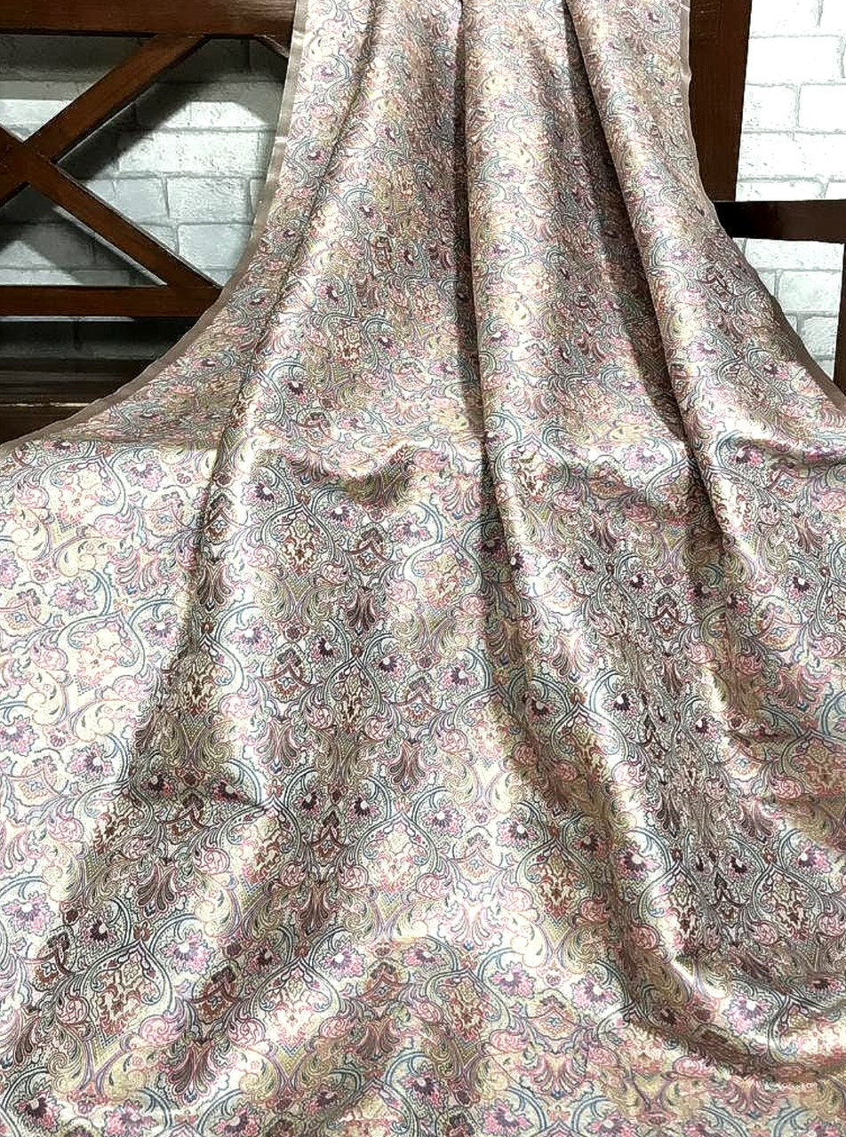 Brocade fabric Pink Gold silk Brocade Jacquard Damask Wedding Bridal Indian Dress Banarasi Saree Drapery Brokat tissu fabric by the yard