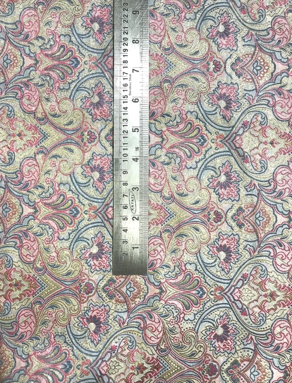 Brocade fabric Pink Gold silk Brocade Jacquard Damask Wedding Bridal Indian Dress Banarasi Saree Drapery Brokat tissu fabric by the yard