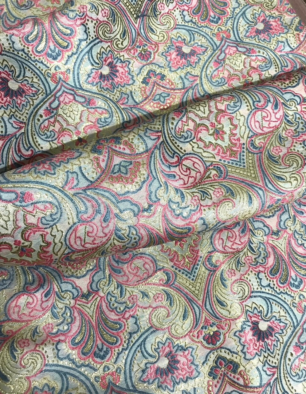 Brocade fabric Pink Gold silk Brocade Jacquard Damask Wedding Bridal Indian Dress Banarasi Saree Drapery Brokat tissu fabric by the yard