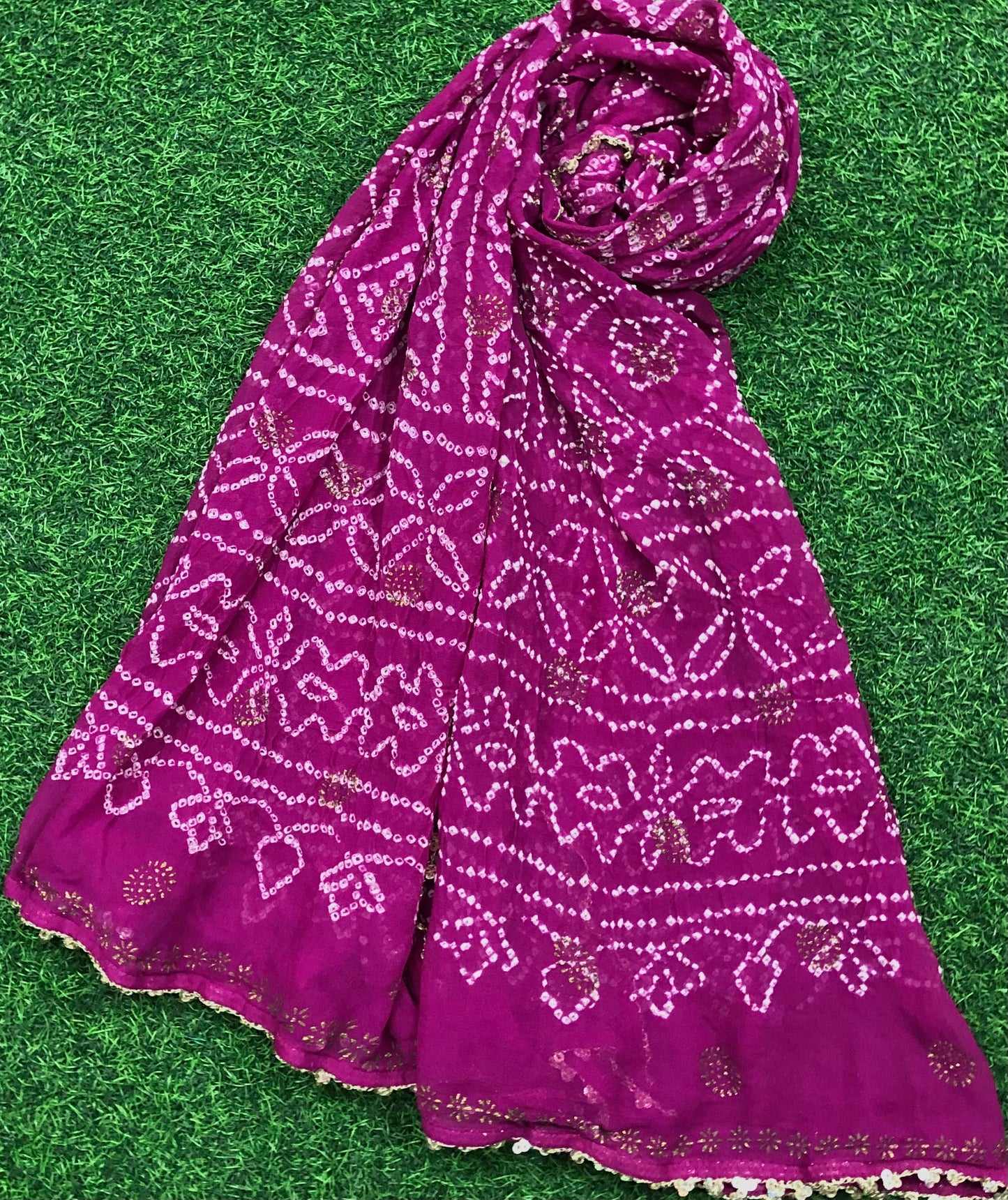 Silk Georgette Indian Rajasthani Scarf, Bandhani Art dupatta, Handmade Dupatta/Shawl, Indian silk fabric DP14