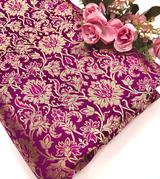 Purple Gold jacquard brocade fabric, Wedding dress, Historical fabric, Gothic fabric, Theatre costume, Brokat stoff, Home décor fabric - NFAF127